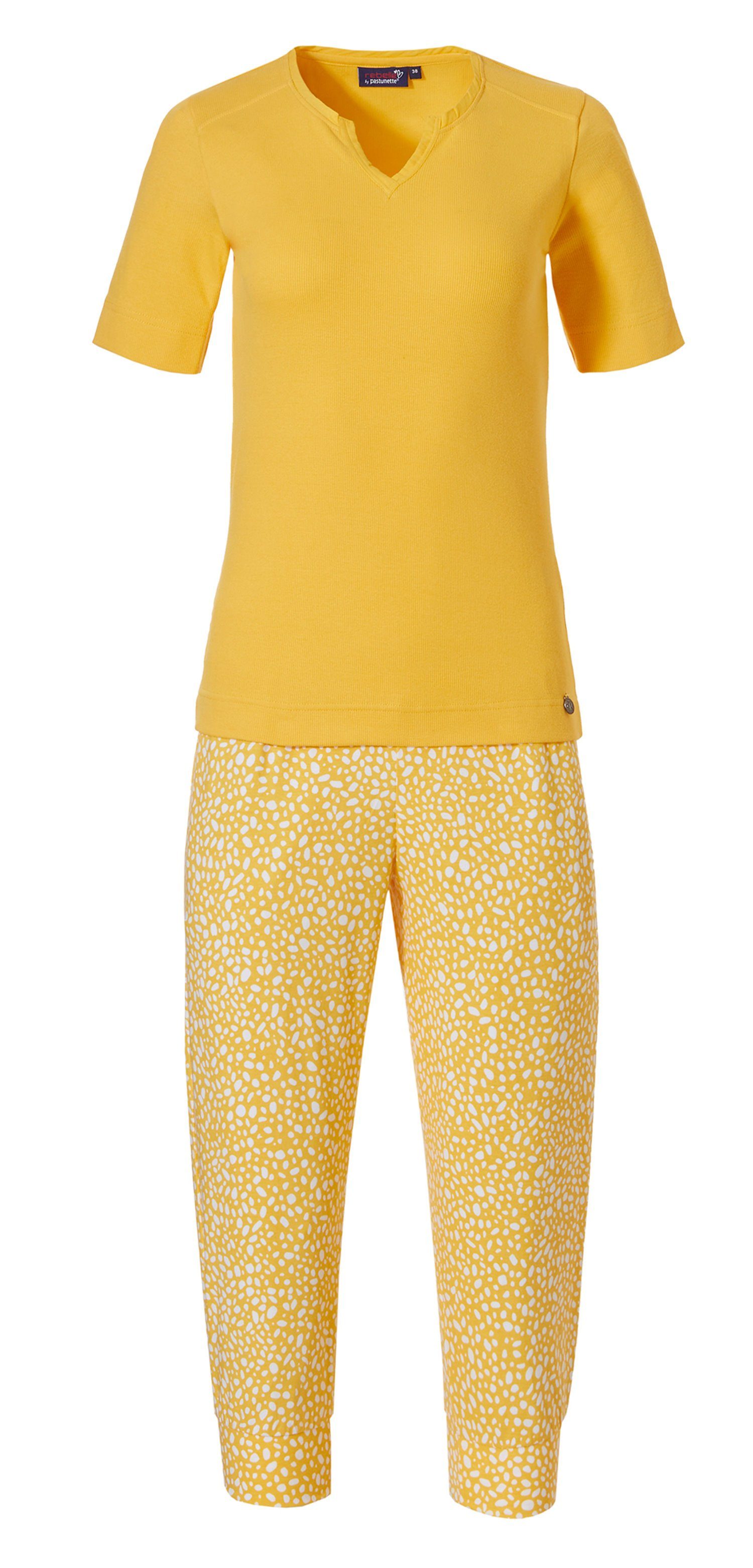 Rebelle Schlafanzug Damen Pyjama mit Caprihose günstig online kaufen