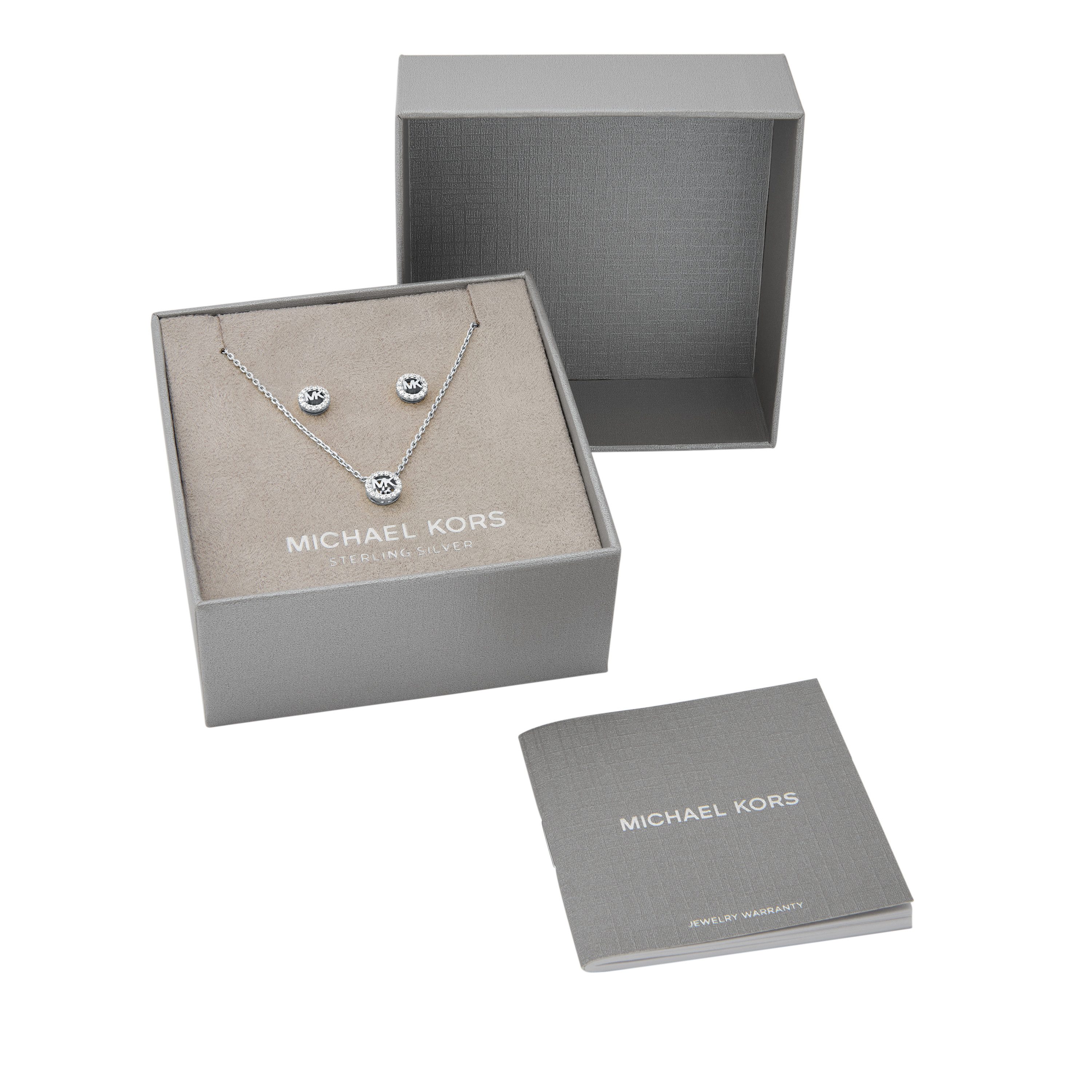 MICHAEL KORS Ohrring und Ketten Set Multipack Schmuck Geschenk Silber 925 PREMIUM (Set, 3-tlg), mit Zirkonia (synth) – Bild 4 von 5