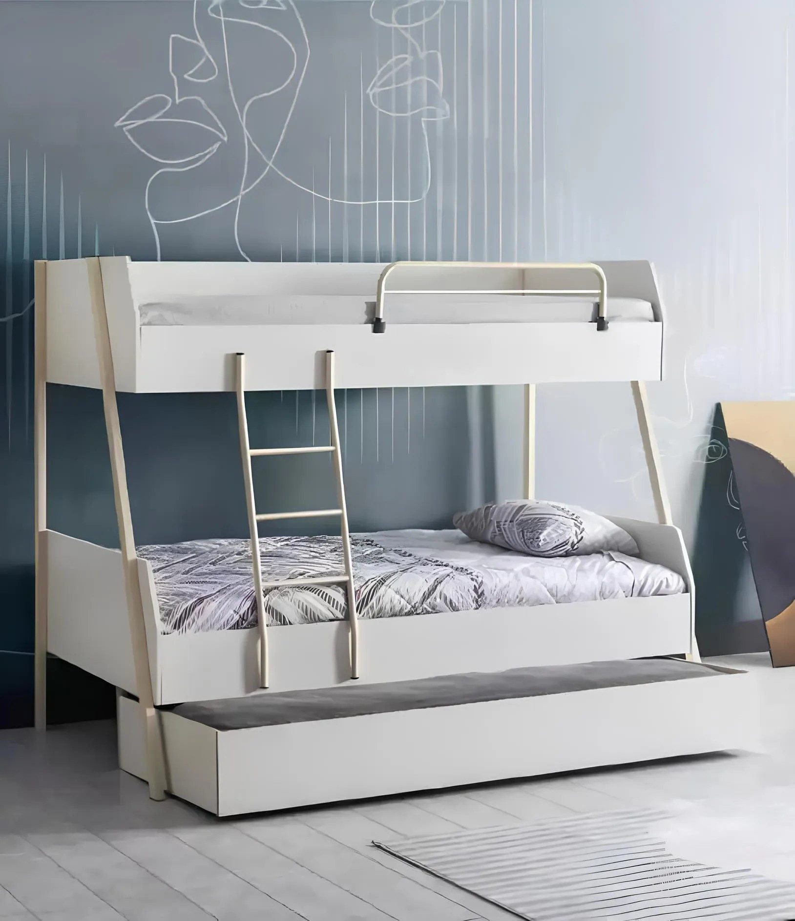 JVmoebel Etagenbett Modernes Kinderbett in Weiß – Holz Jugendbett für das Kinderzimmer, Made in Europa