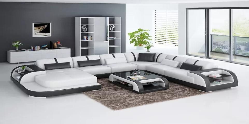 Xlmoebel Wohnlandschaft Moderne Ledercouch in eckiger Form mit hochwertiger Polsterung, Hergestellt in Europa