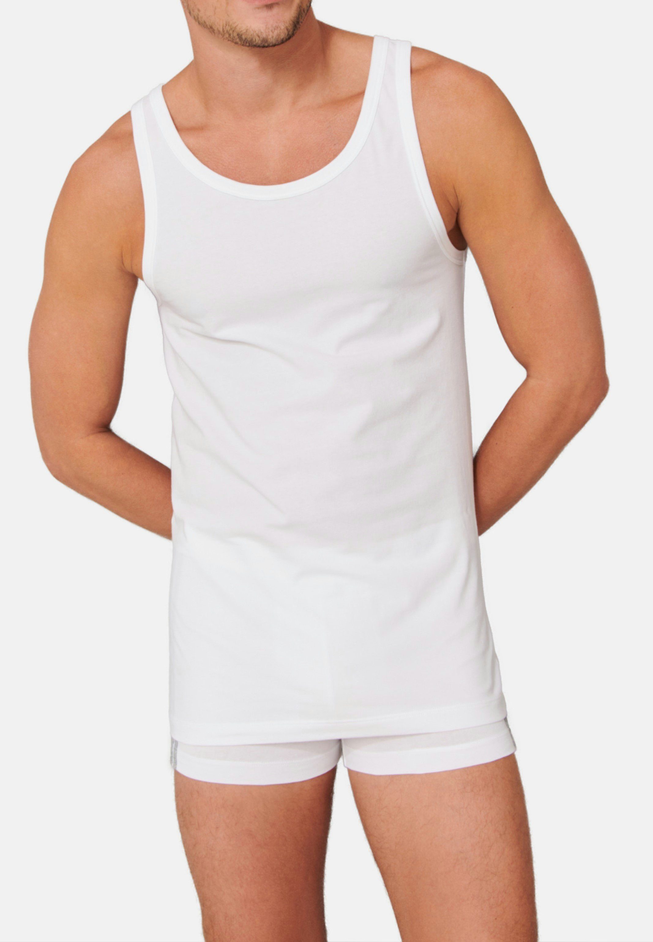 Organic Weiß Unterhemd (Spar-Set, Schiesser 95/5 Rundhalsausschnitt Baumwolle - Unterhemd - Tiefer Cotton Tanktop 4-St) - 4er-Pack - /