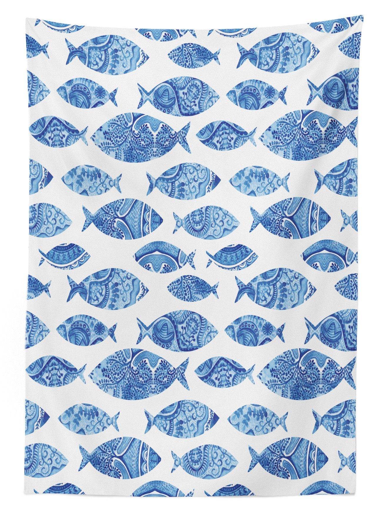 Abakuhaus Tischdecke Bereich Farben, geeignet Fisch Außen Klare den Waschbar Für Farbfest Aquarell-Blue Patterns