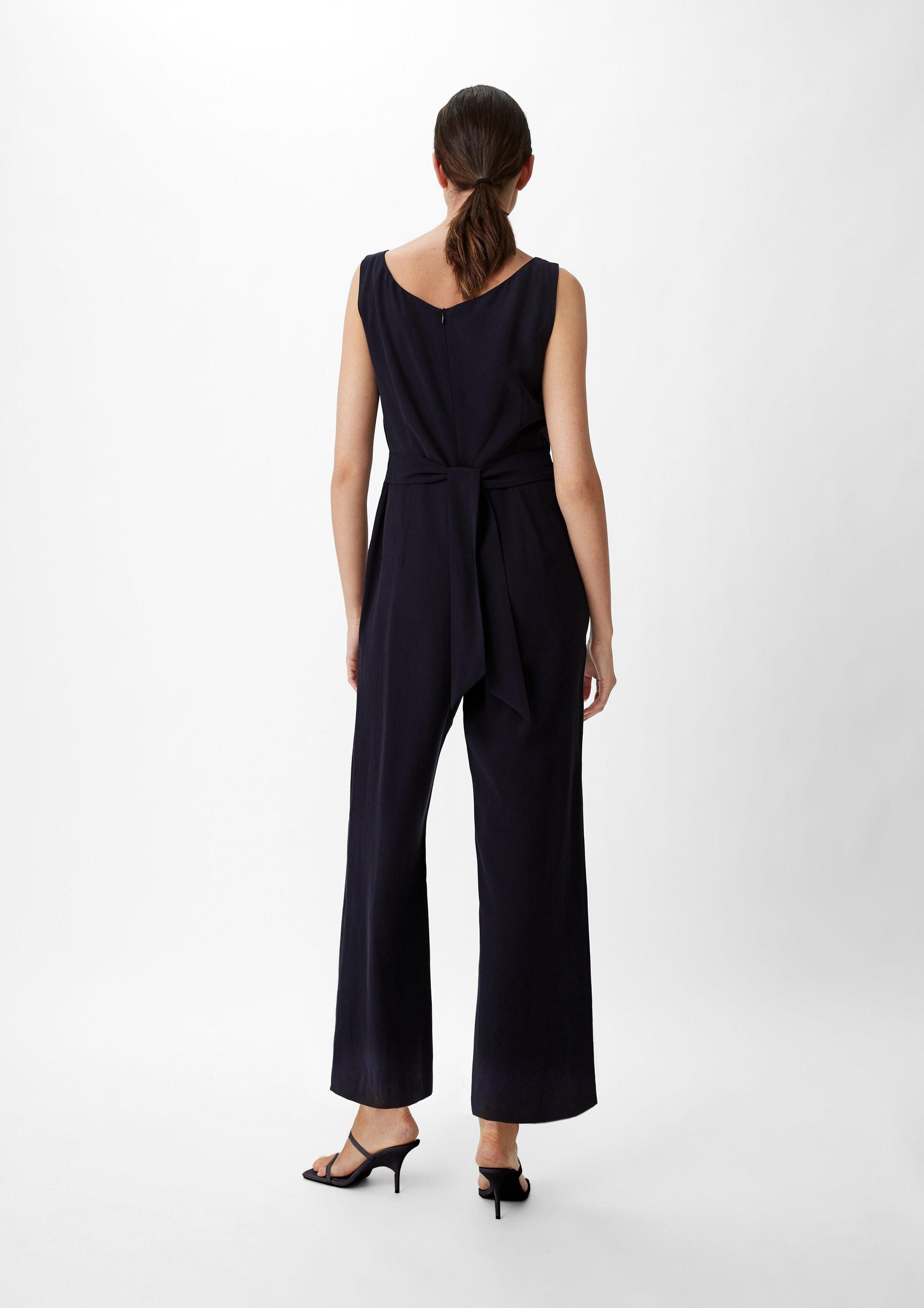 comma Jumpsuit Overall Eleganter Jumpsuit mit Piquéstruktur