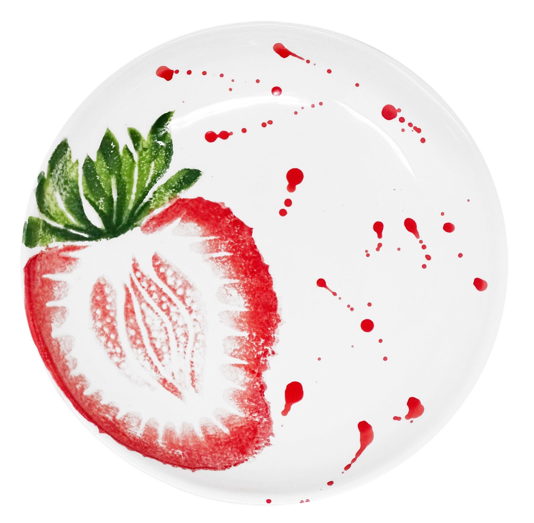 Erdbeere, Nudelschale Obstteller Keramik, Ø 24 cm rund, Tiefer Lashuma Servierteller