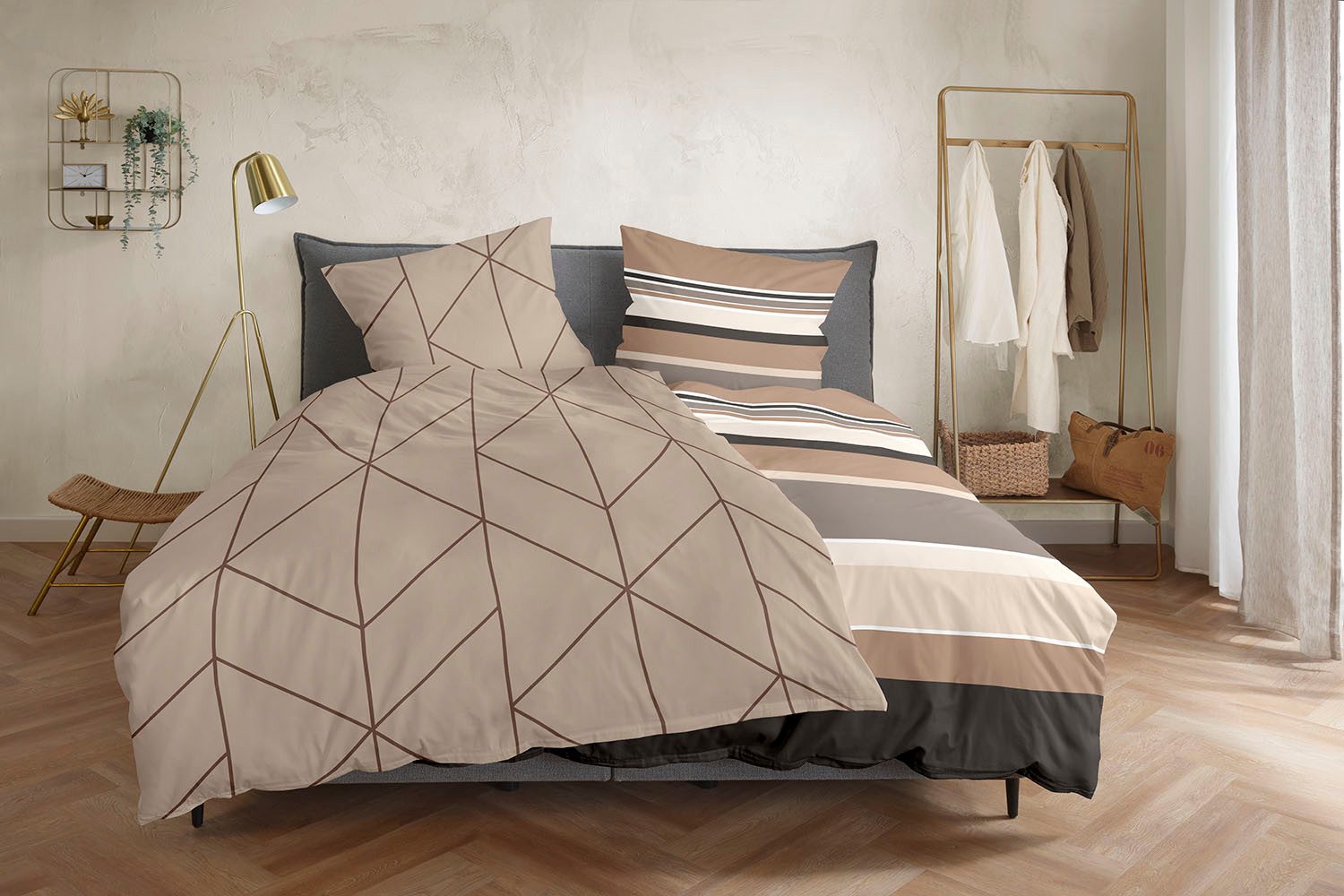 Primera Bettwäsche Satin-Bettwäsche Golden, Soft-Seersucker, 2 teilig