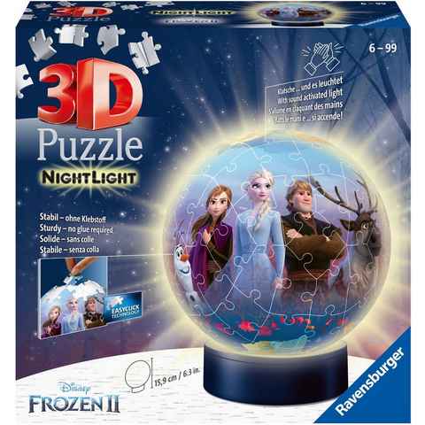Ravensburger Puzzleball Nachtlicht Disney Frozen II, 72 Puzzleteile, mit Leuchtsockel inkl. LEDs; FSC® - schützt Wald - weltweit