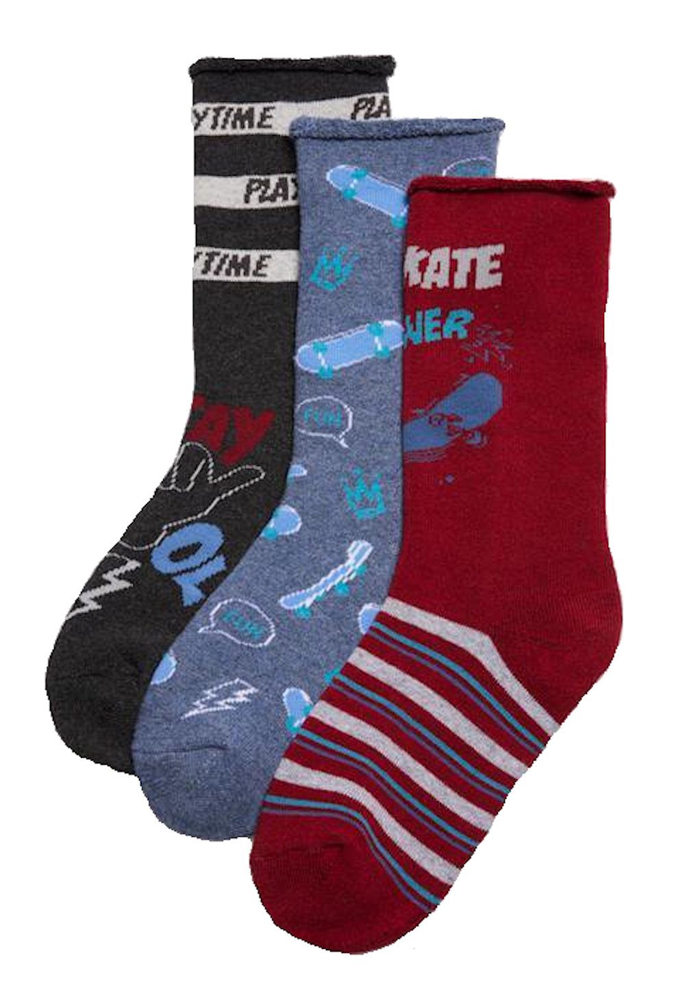 Thermosocken Ysabel Mora 3er Pack Jungen Thermosocken Socken Strümpfe Skater bunt