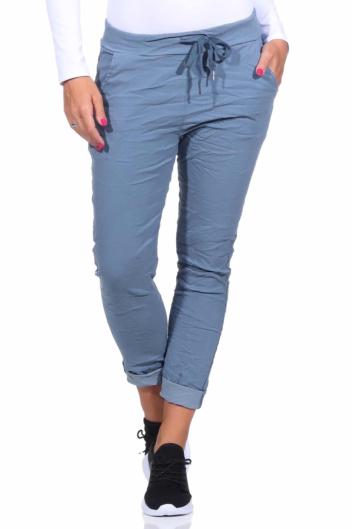 OriginalYou Schlupfhose Freizeithose für Damen angenehme Chinohose moderner Knitterlook, mit Kordelzug, mit elastischem Bund