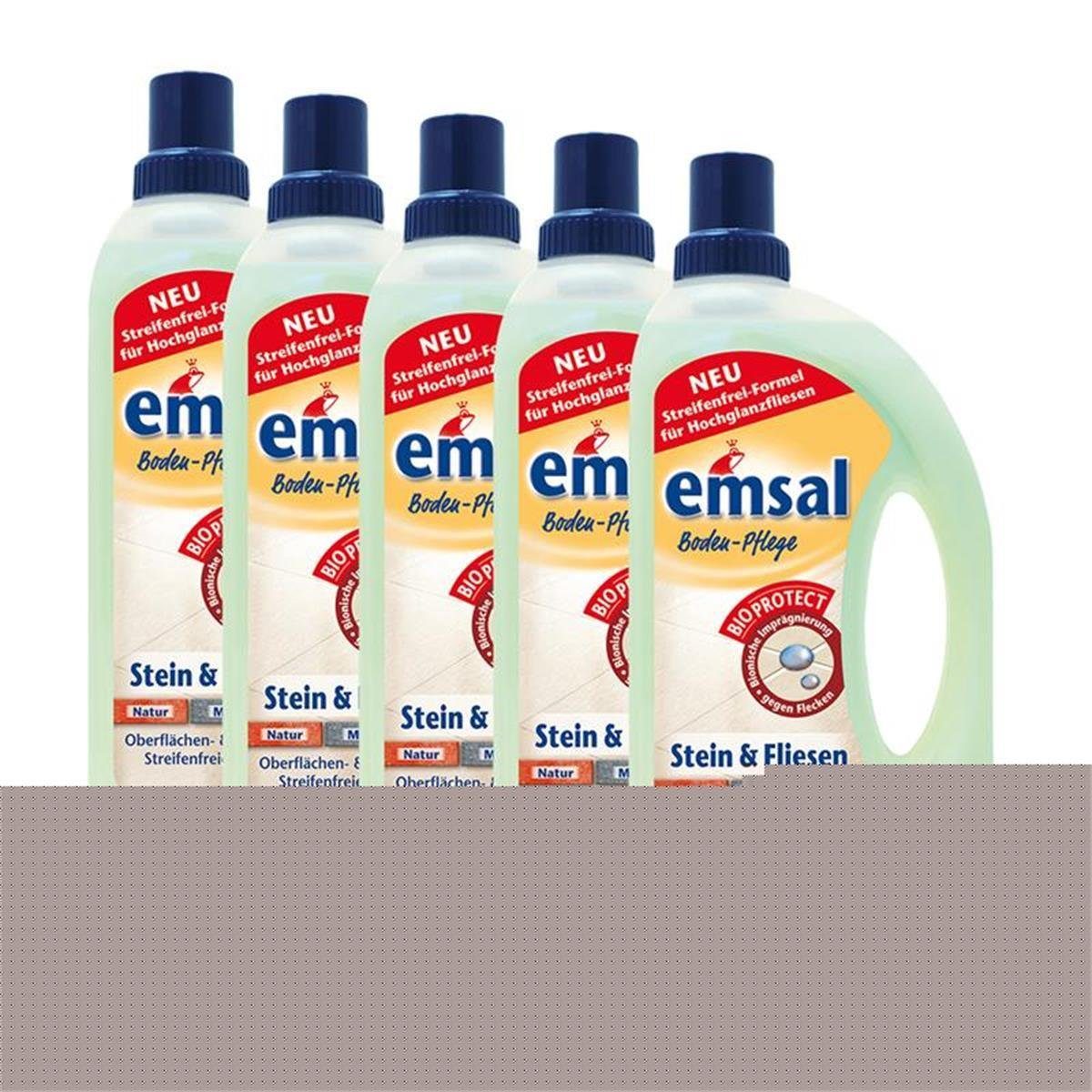 emsal 5x emsal Boden-Pflege Stein & Fliesen 1 Liter mitBioprotect Oberfläche Fussbodenreiniger