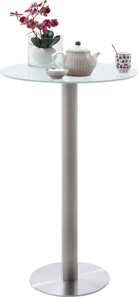 MCA furniture Bartisch Zarina, Bartisch mit Glaskeramik Tischplatte mit Edelstahl  Gestell