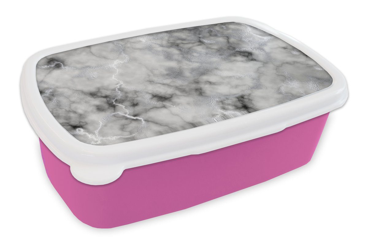 [Das Beste der Branche] MuchoWow Lunchbox Marmordruck - Brotbox Snackbox, Mädchen, für Kinder, Erwachsene, - Kunststoff rosa Kunststoff, Luxus, Brotdose (2-tlg), Grau