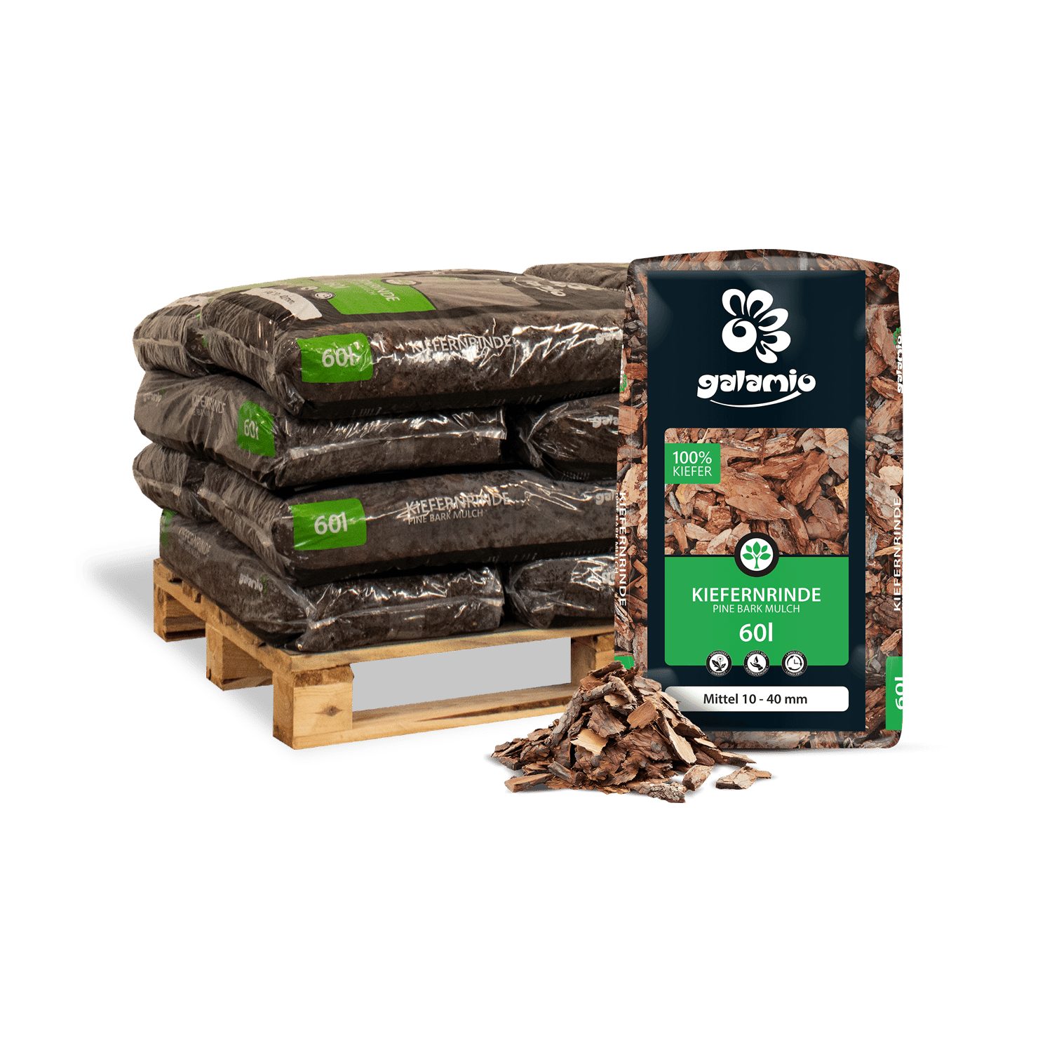 GALAMIO Rindenmulch Kiefer Mittel, (Palette, 12-St)