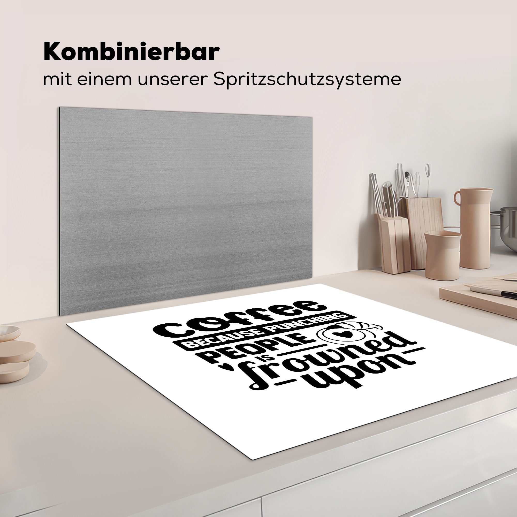 küche tlg), Zitate - Cappuccino, cm, Herdblende-/Abdeckplatte Arbeitsplatte 78x78 Kaffee MuchoWow Ceranfeldabdeckung, für Vinyl, - (1