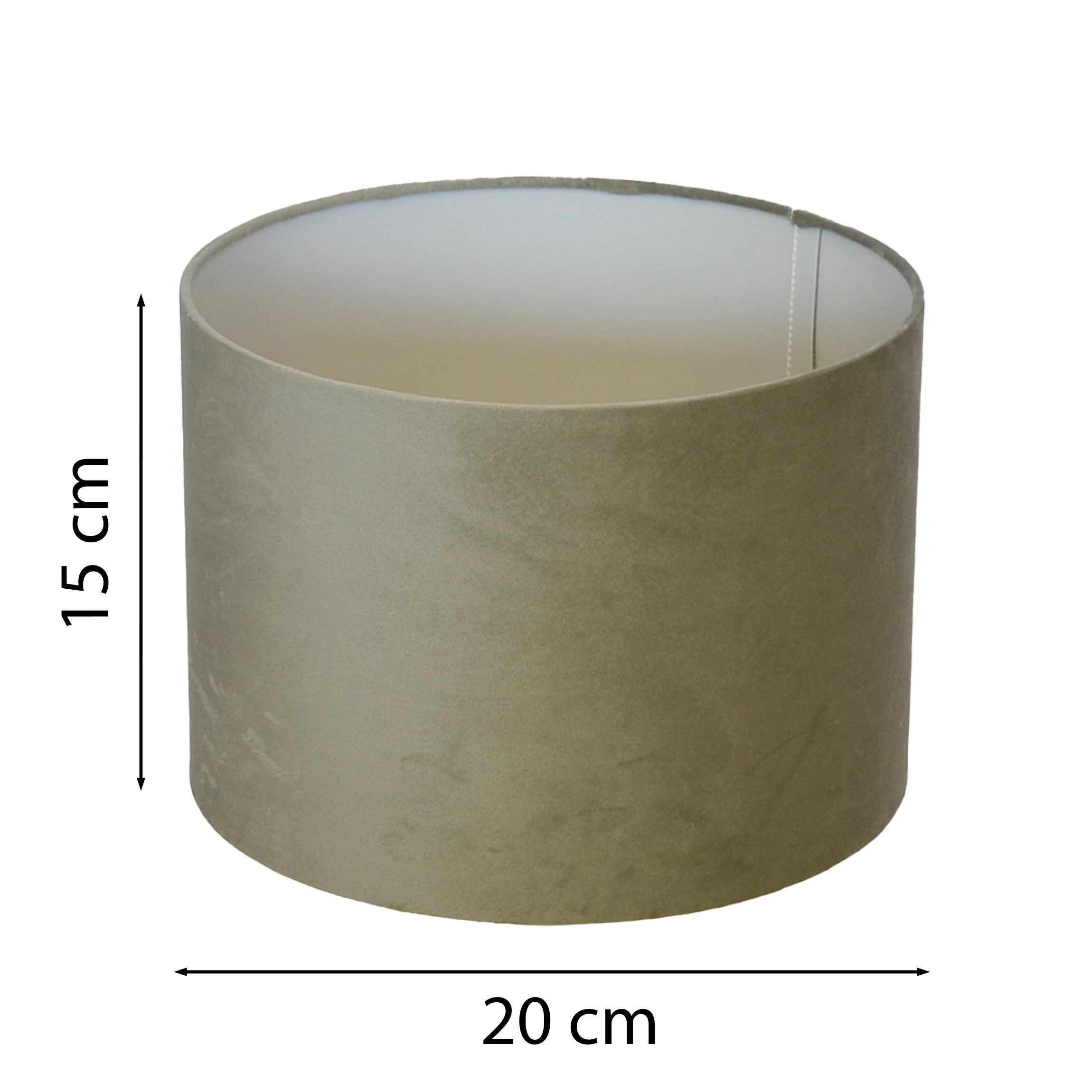 B&S Lampenschirm Lampenschirm Ø 20 x 15 cm hellgrau Velour Zylinderförmig günstig online kaufen