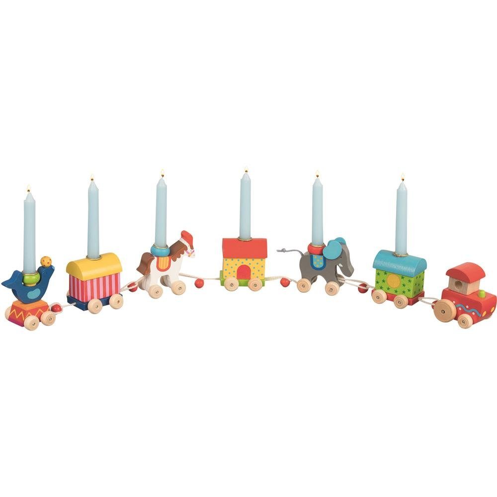 goki Kerzenständer Geburtstagszug Zirkuswelt, Geburtstagskerzen mit blauen 10