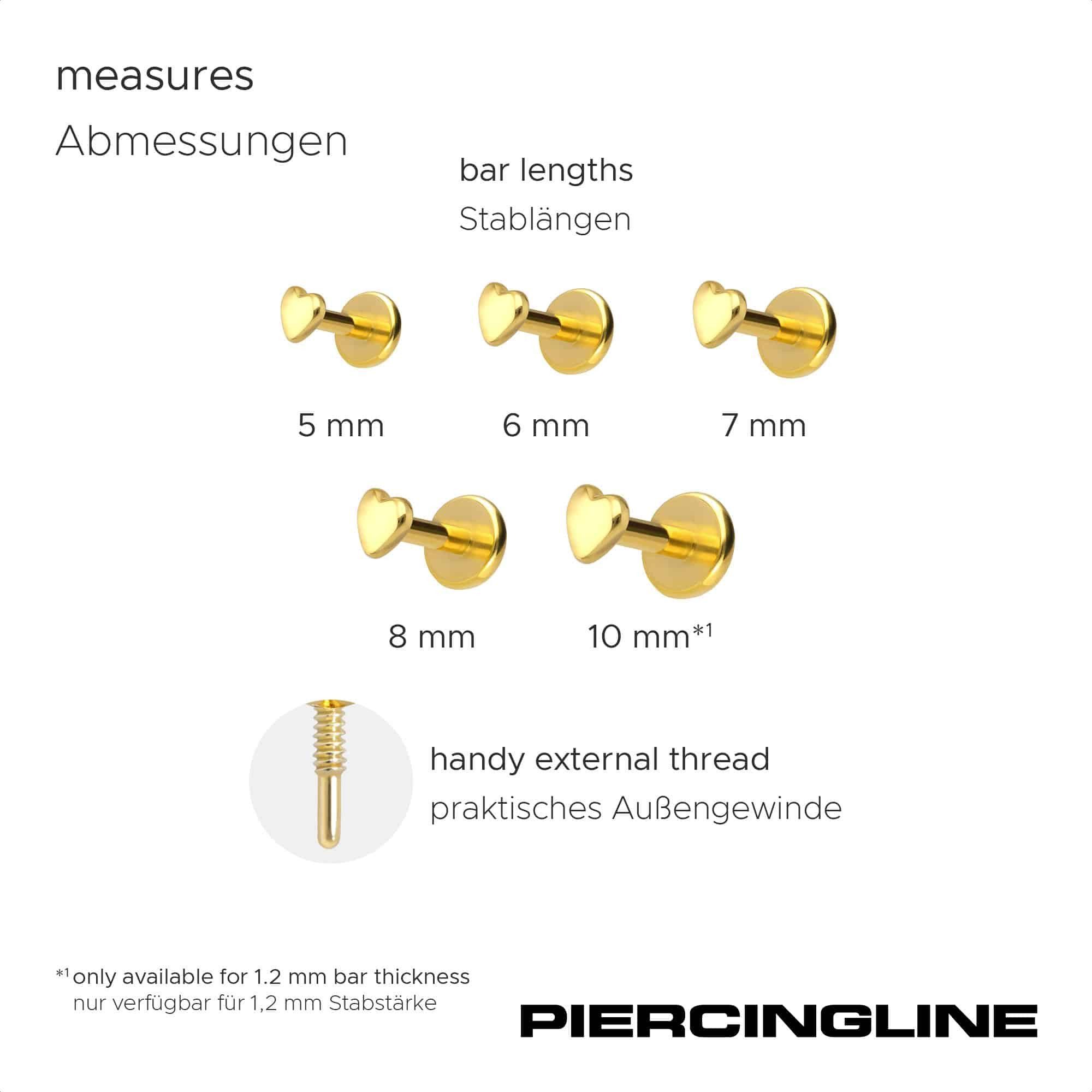 PIERCINGLINE Piercing-Set Titan Labret mit Innengewinde + 925er Silber Aufsatz HERZ (Labrets, 1-tlg)