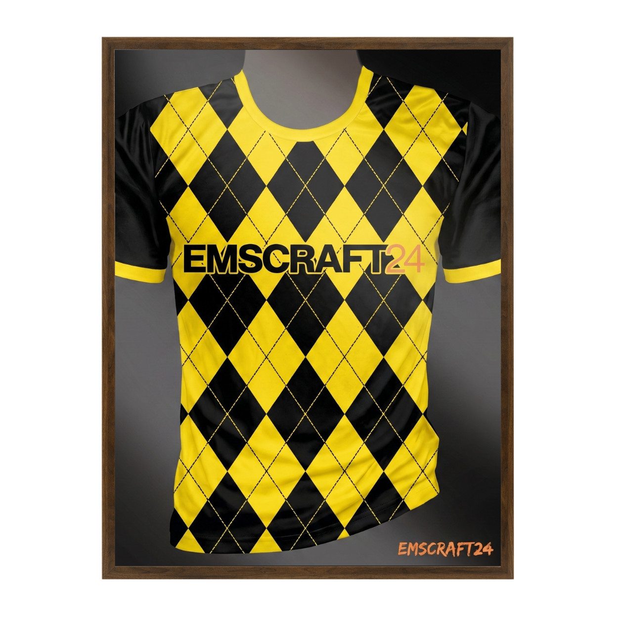 EmsCraft24 Bilderrahmen Trikotrahmen 63 x 83 cm mit Trikot Bügel Halterung EmsCraft24 Schwarz