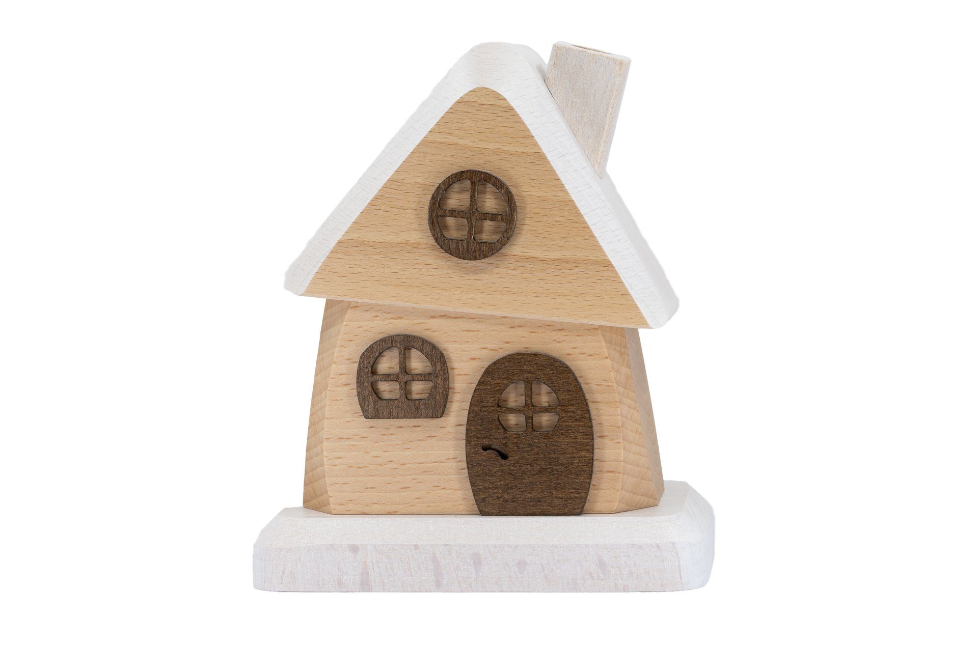 Holzwaren Egermann Räucherhaus großes Räucherhaus natur - 15cm, erzgebirgische Räucherdeko aus Holz - Made in Germany