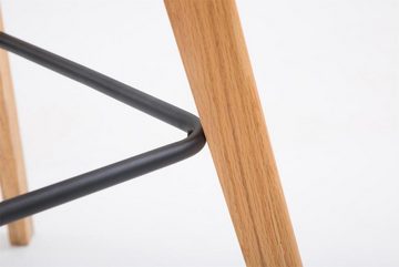 TPFLiving Barhocker Medoc mit bequemer Rückenlehne und angenehmer Fußstütze (Barstuhl Hocker für Theke & Küche), 4-Fuß Gestell Holz natur - Sitzfläche: Kunstleder Blau
