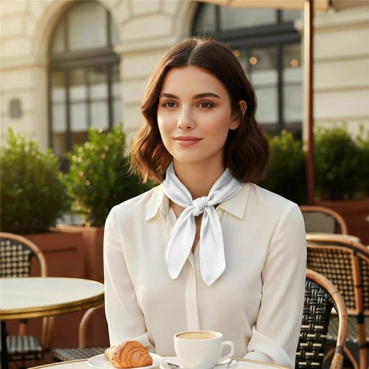 Zaewry Seidentuch Damen Nickituch Chiffon in einfarbig Uni - Leichtes zartes Halstuch, 65 x 65 cm