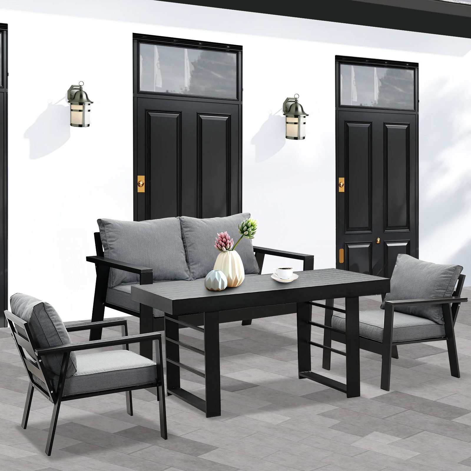 MeXo Gartenlounge-Set Gartenmöbel Set Aluminium Loungeset günstig online kaufen