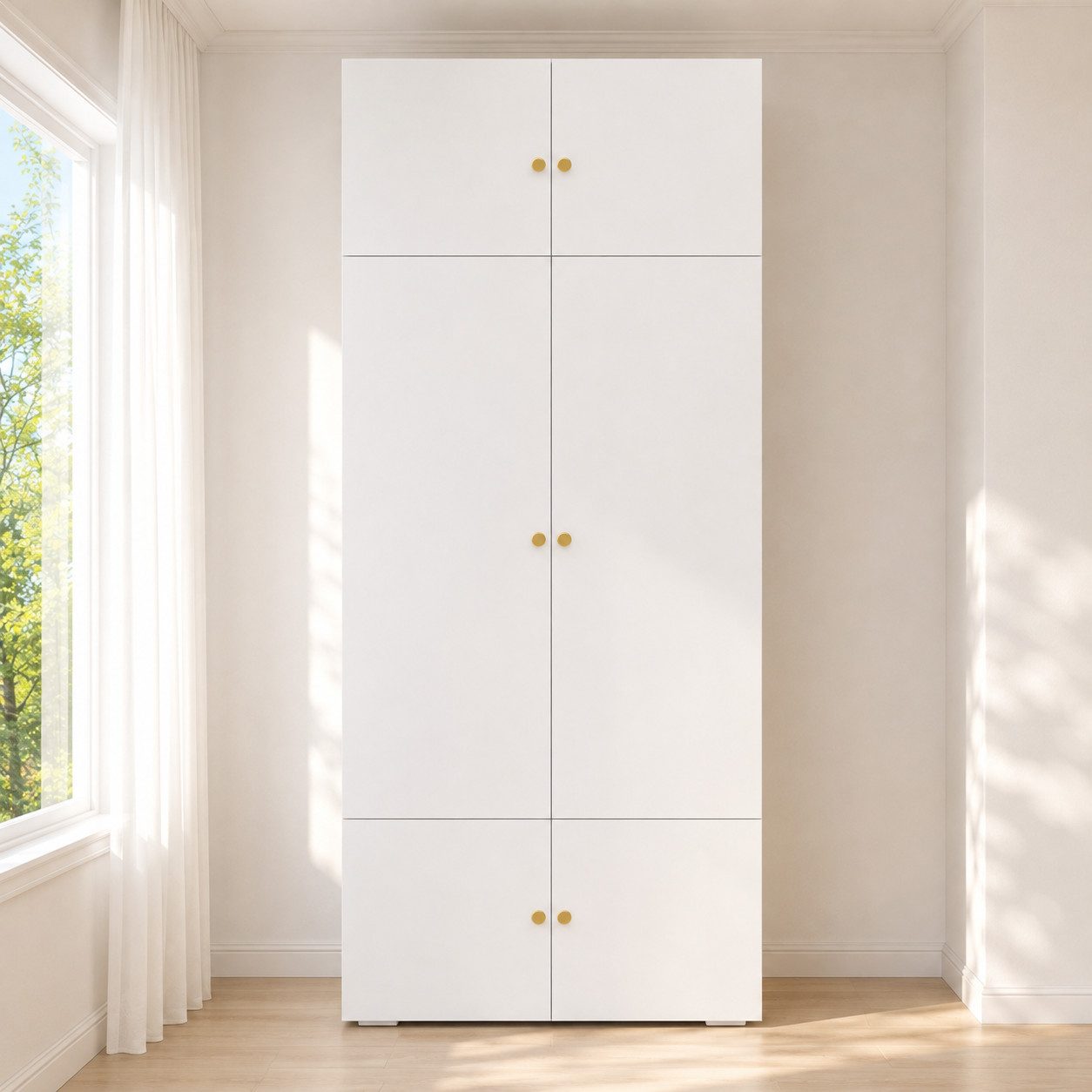 Flieks Kleiderschrank Hochschrank 90x50x200cm mit 1 Kleiderstange und 5 Staufächern