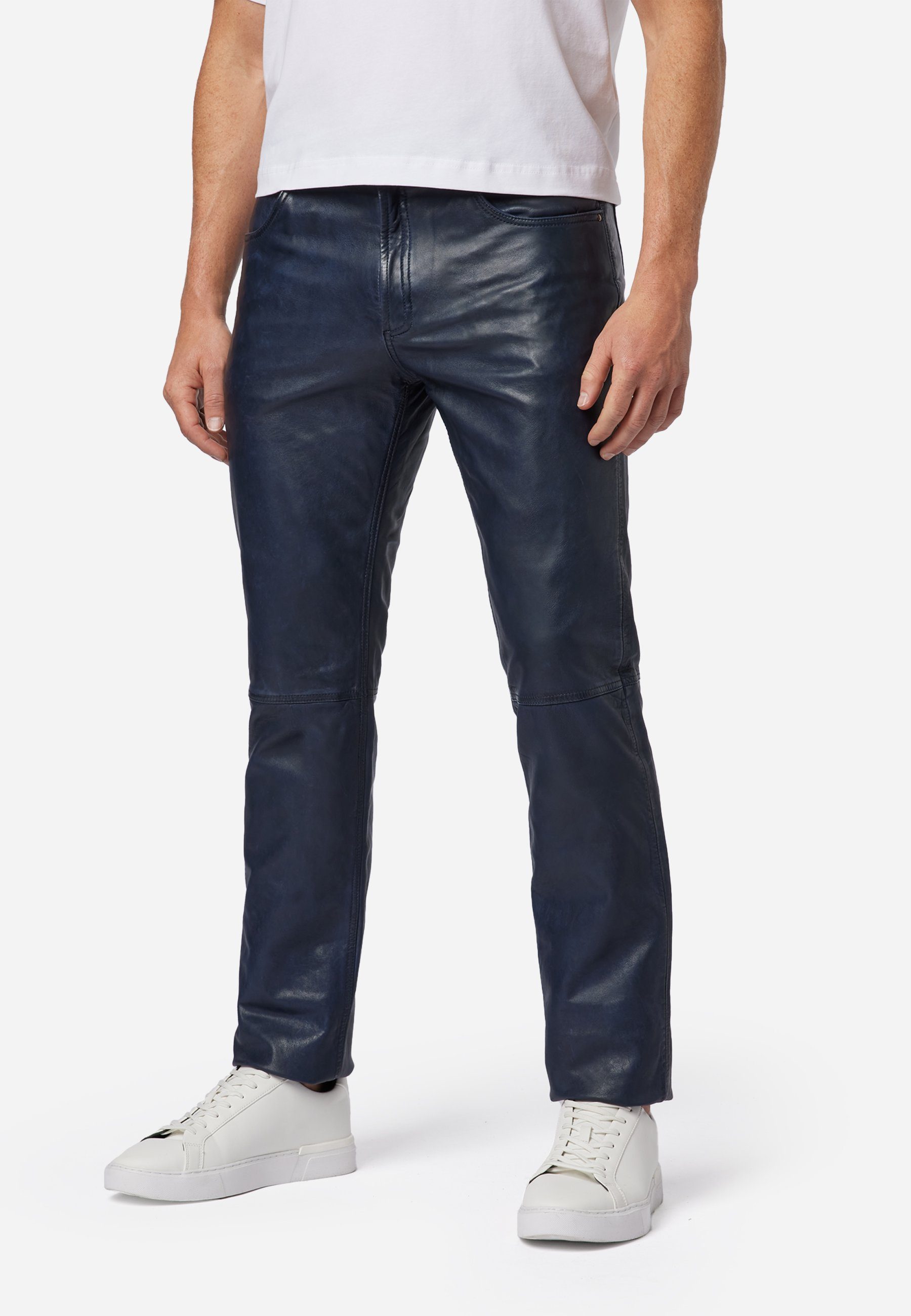 RICANO Lederhose Trant Pant Hochwertiges Lamm-Nappa Leder; 5-Pocket Jeans-Optik Blau