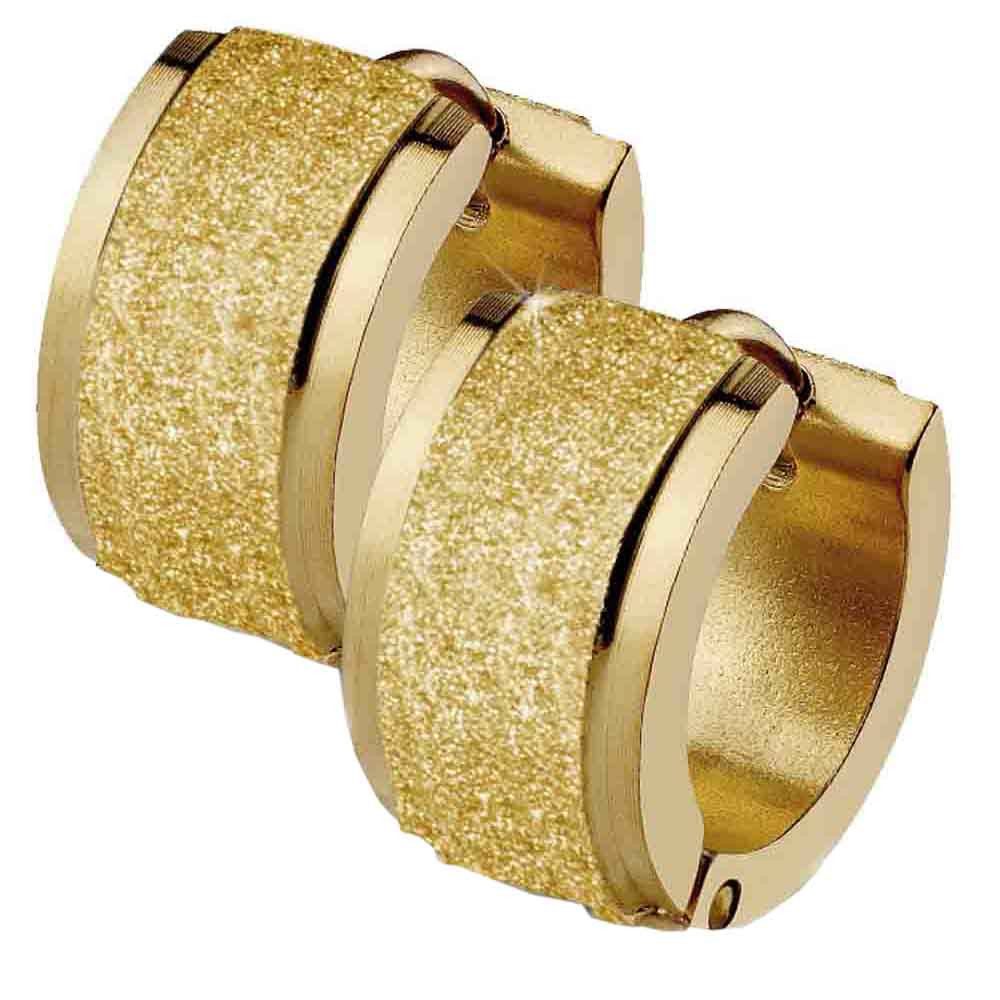 viva-adorno Paar Creolen 1 Paar Damen Klappcreolen Hoop Ohrringe Glitzer Edelstahl, sandgestrahlt