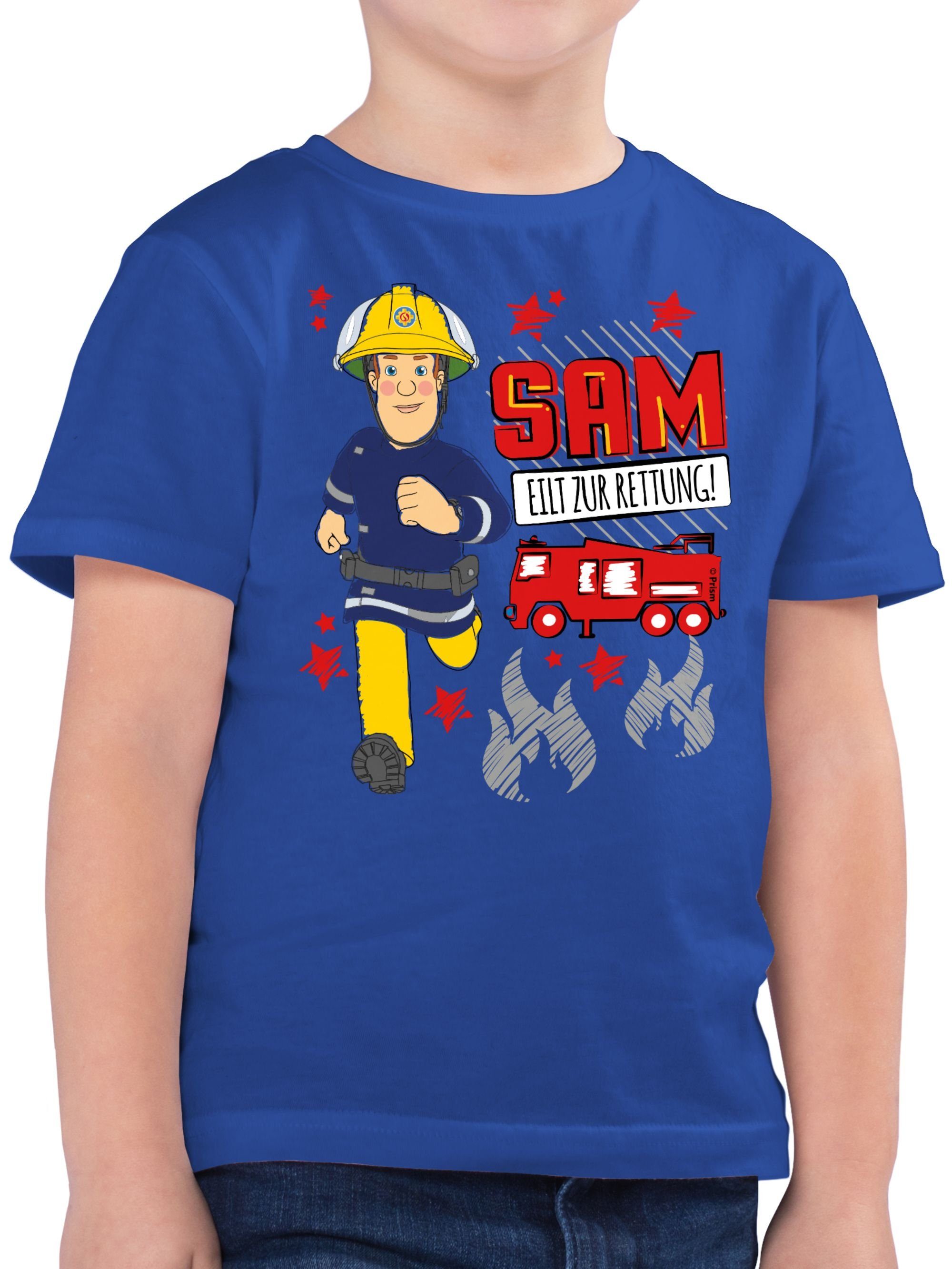 Shirtracer T-Shirt Sam eilt zur Rettung Feuerwehrmann Sam Jungen 02 Royalblau