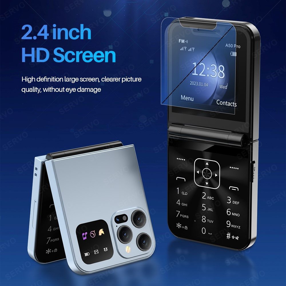 Athlix SERVO i16 PRO Flip Mobiltelefon 2G GSM Rentner Kinder Smartphone Klapphandy (180° Flip-Design, Dual-SIM, große Tasten) – Bild 4 von 5