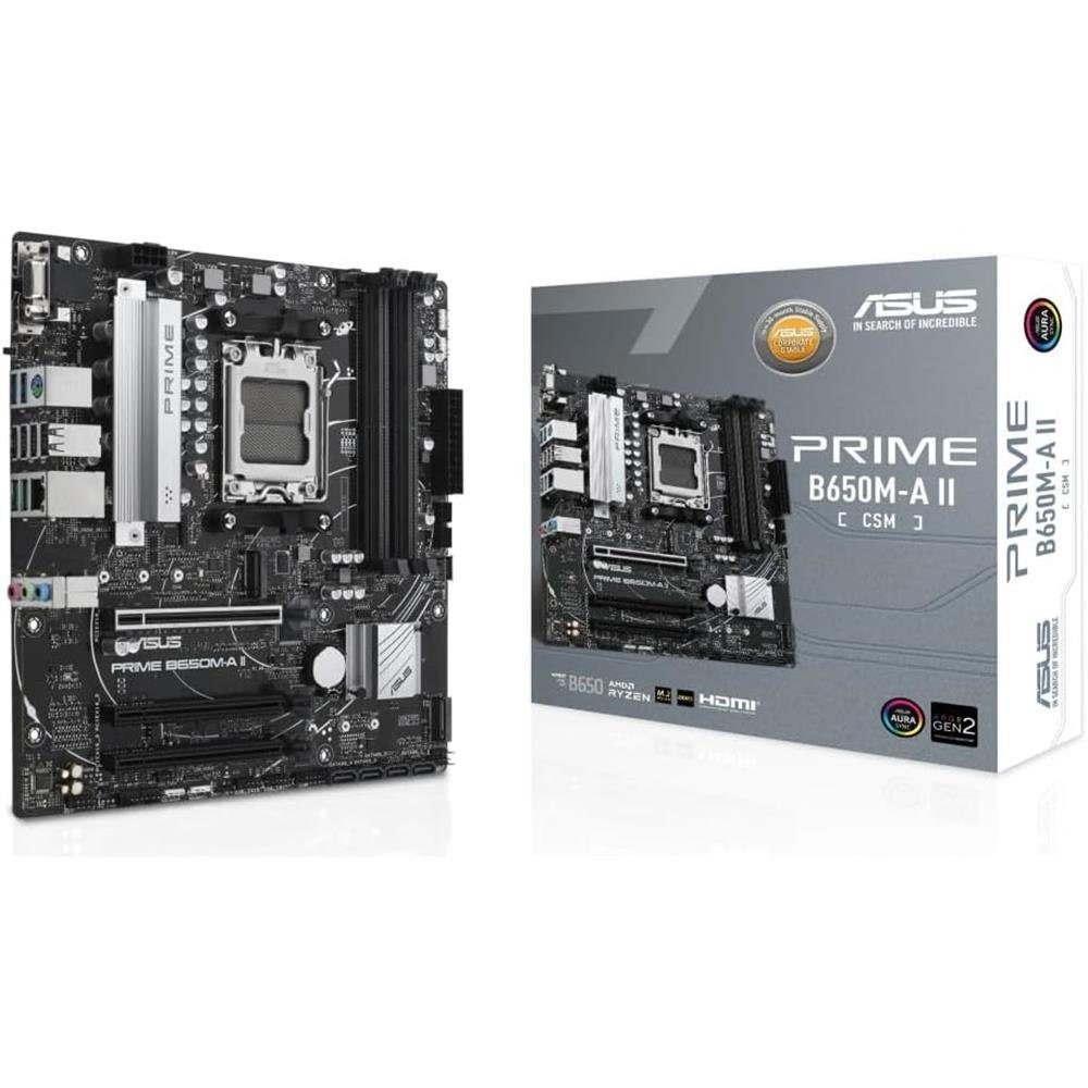 Asus PRIME B650M-A II-CSM Mainboard Aura Sync RGB-Beleuchtung, AMD AM5, Ryzen 7000, mATX, DDR5, PCIe 5.0, 2.5GB