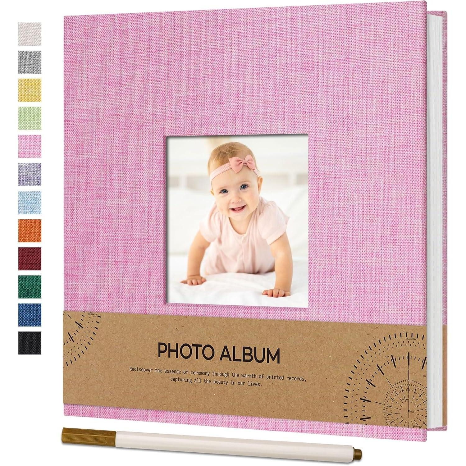 LuxusKollektion Fotoalbum Fotoalbum selbstklebend 10x15 Leinen Hochzeit 17x18 CM 40 Seiten Rosa