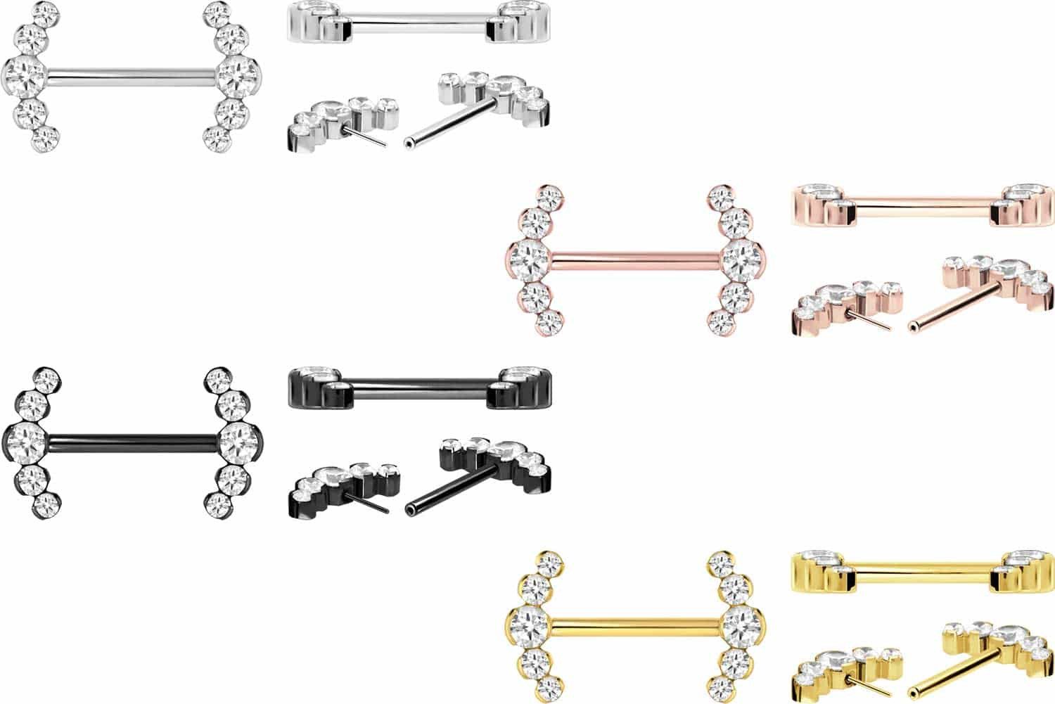 PIERCINGLINE Brustwarzenpiercing Titan Barbell mit Push Fit 5 KRISTALLE (Ba günstig online kaufen