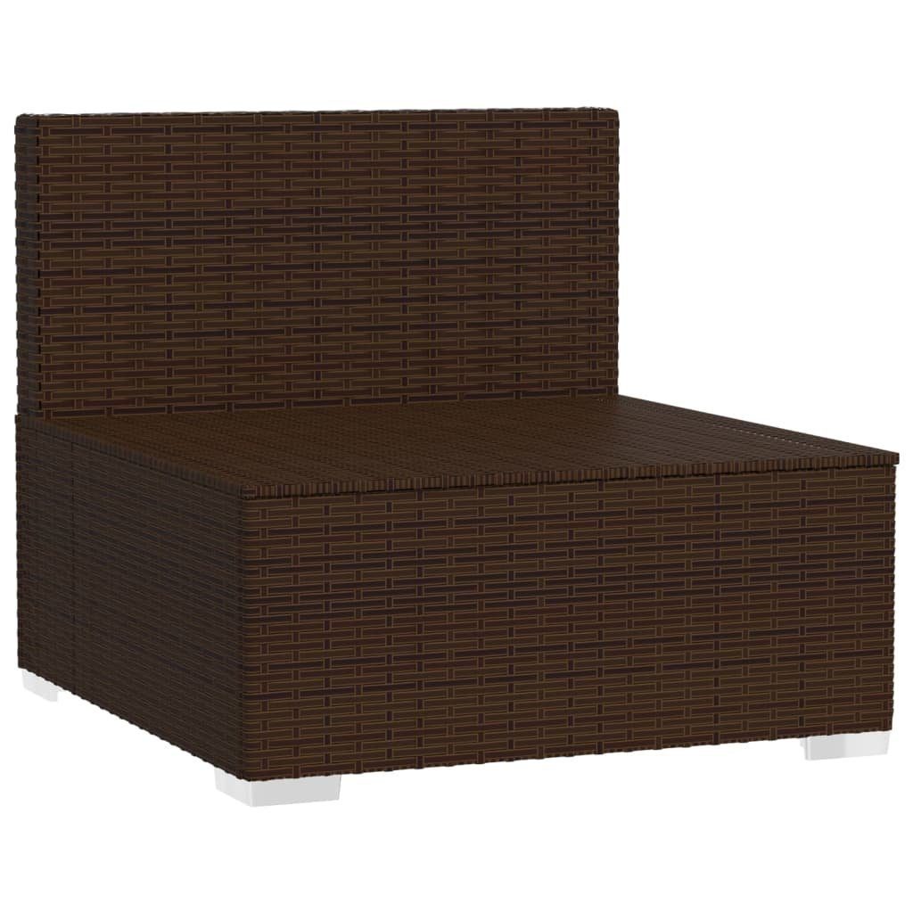 Poly Loungesofa Teile Garten-Mittelsofa Grün Braun Rattan, mit und 1 Kissen Braun vidaXL