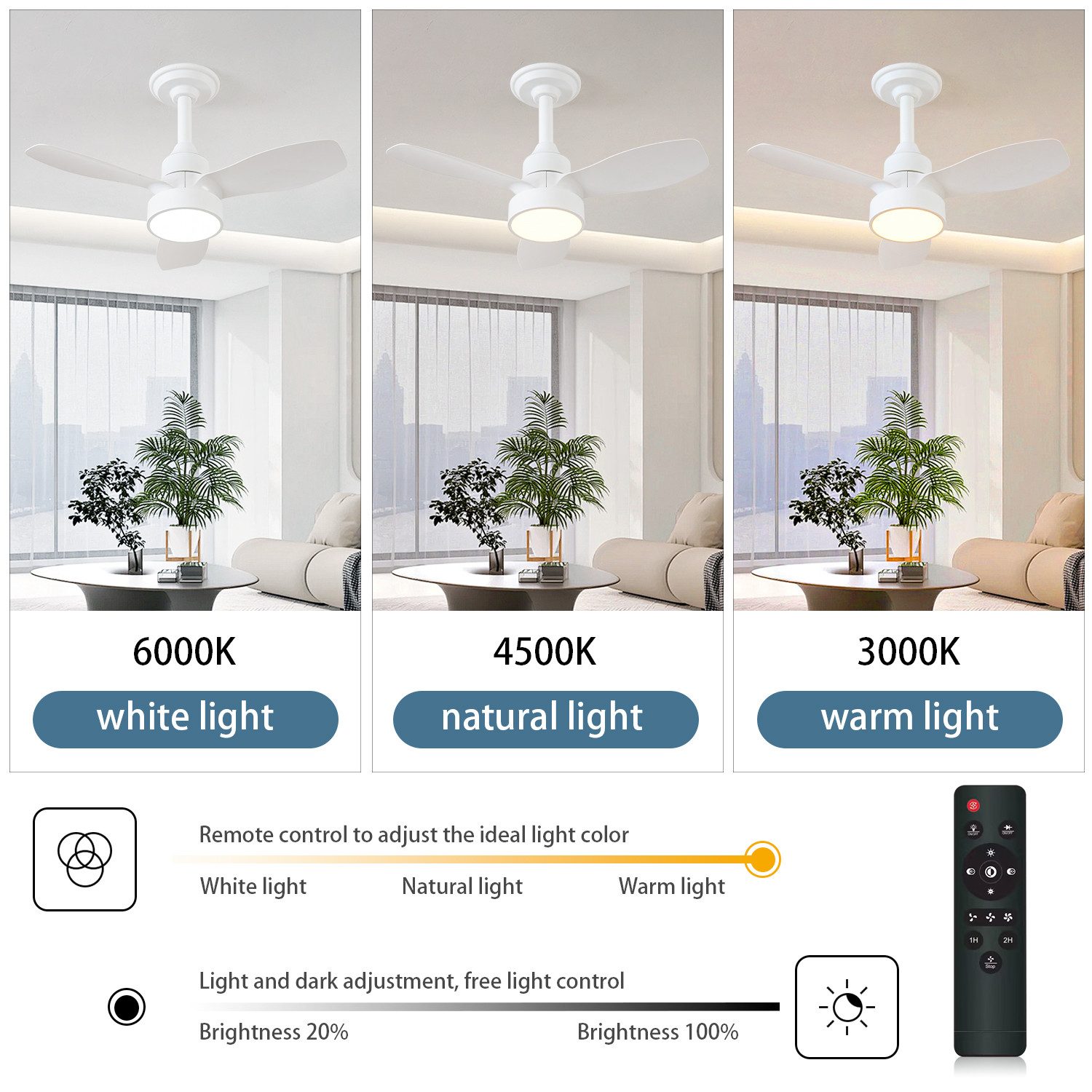 JDONG Deckenventilator mit Beleuchtung und Fernbedienung günstig online kaufen
