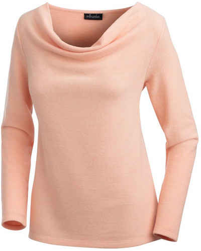 Emilia Parker Strickfleece-Pullover sehr trendig mit modischem Wasserfallkragen