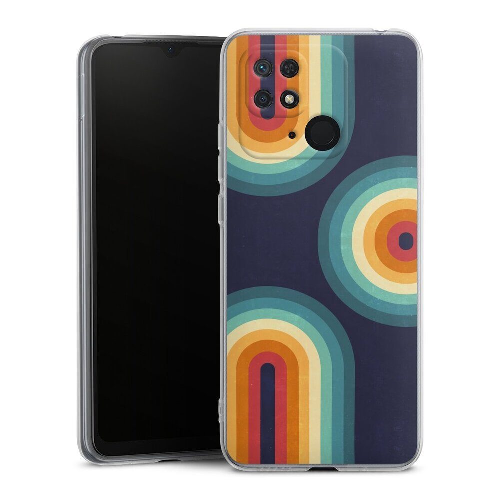 Handyhülle Retro bunt Regenbogen Double Rainbow on Blue