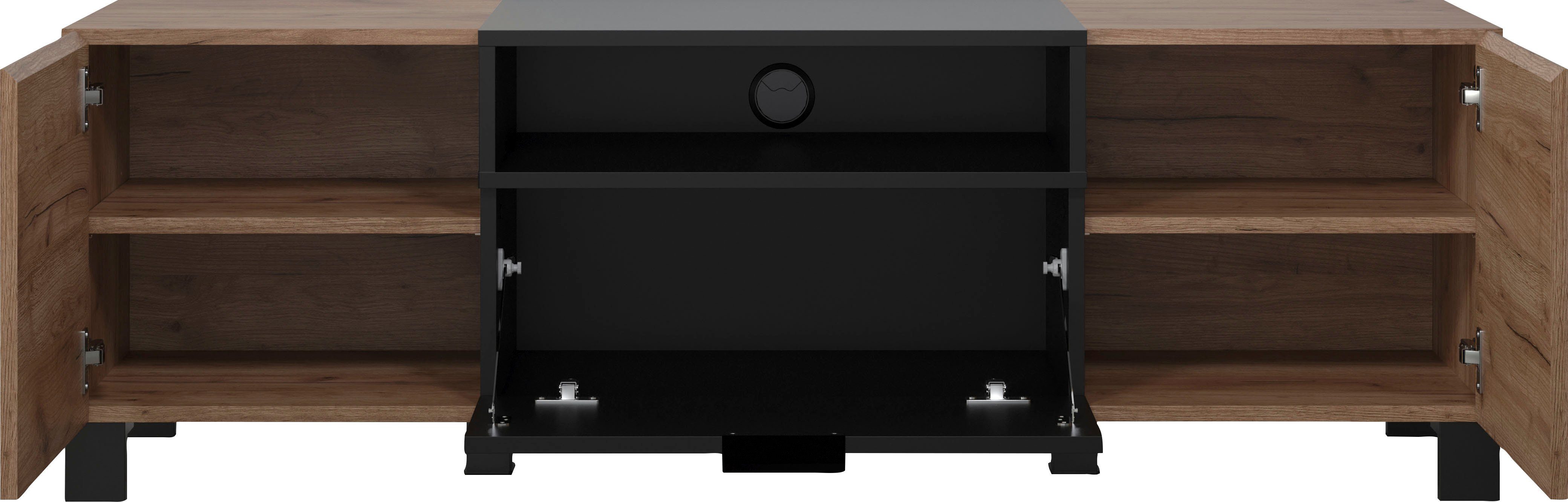 TV hellbraun Höhe Kriens, schwarz INOSIGN matt, 47 / cm Schrank, Breite cm, Lowboard 144