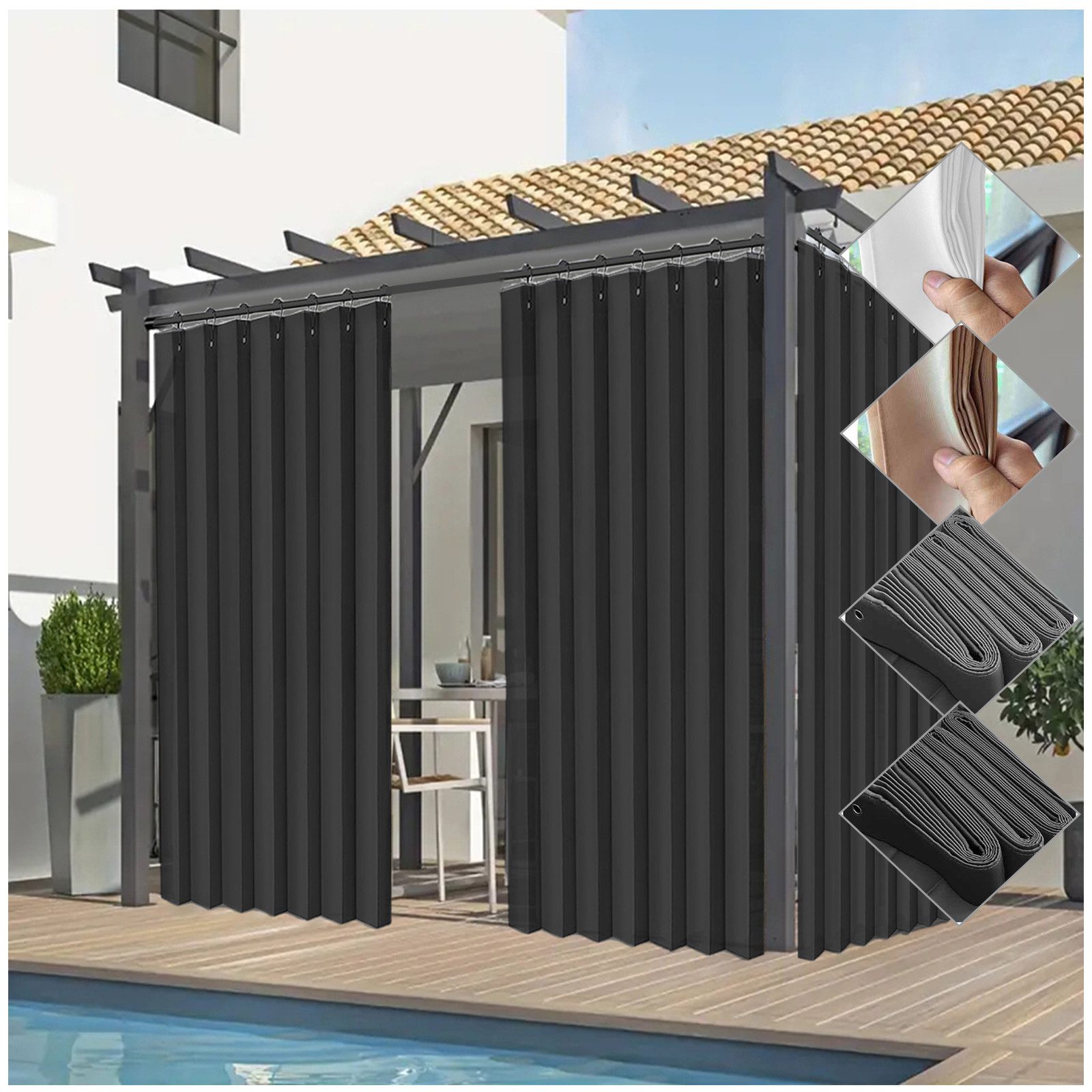 Jibenhome Outdoorvorhang Sichtschutz Vorhang Raumteiler, Wasserdicht günstig online kaufen