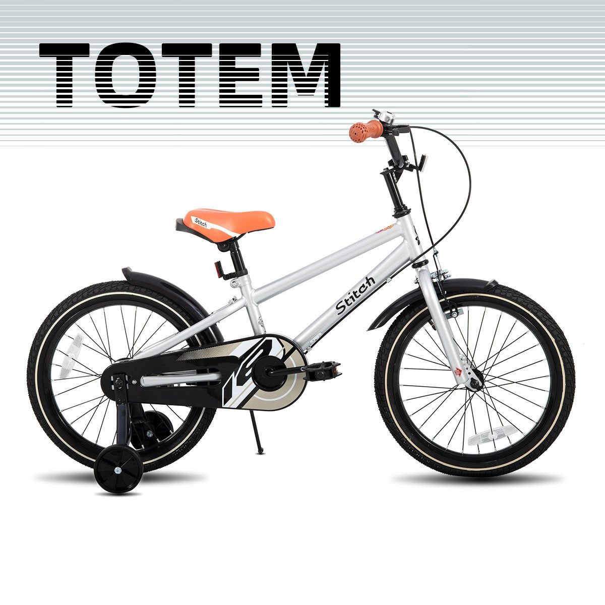 JOYSTAR Kinderfahrrad Totem 12/14/16/18/20 Zoll Kinderfahrrad für 2-11 jährige Jungen, mit Stützräder, Kotflügel, Front and rear dual brakes, Reflektorplatte
