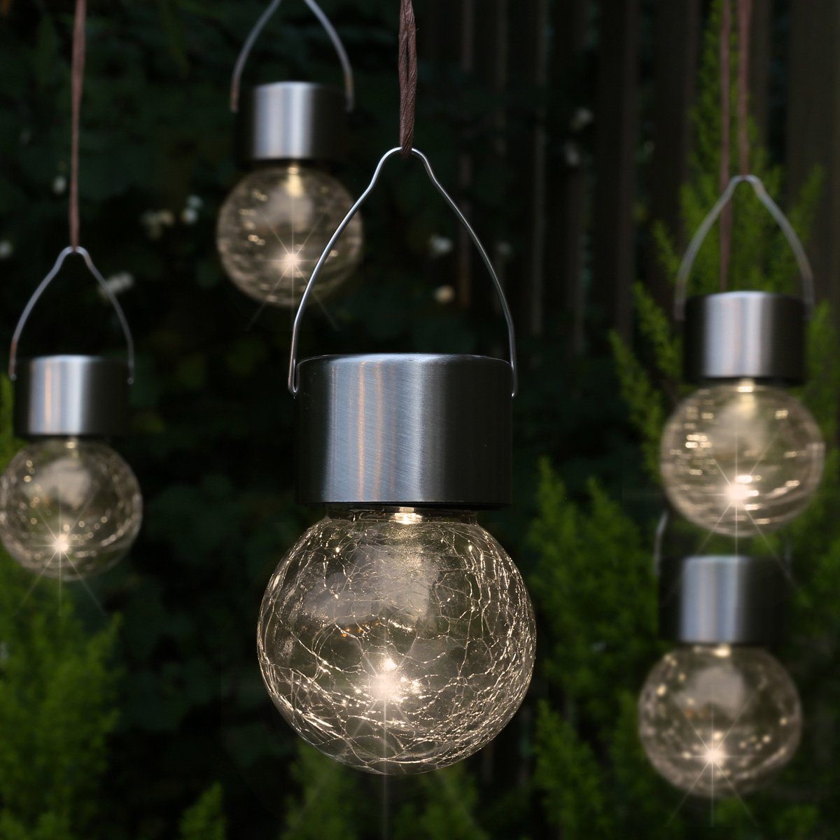 MARELIDA LED Solarleuchte »LED Solar Hängelampe CRACKLE gebrochenes