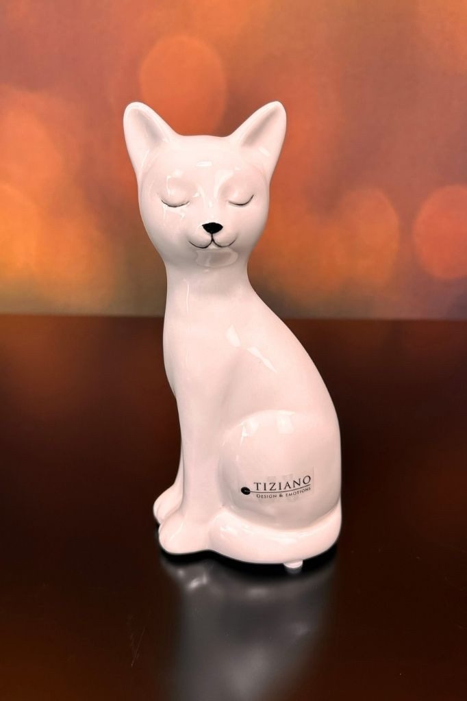 TIZIANO - DESIGN & EMOTIONS Dekofigur Deko Katze Felix creme-weiß
