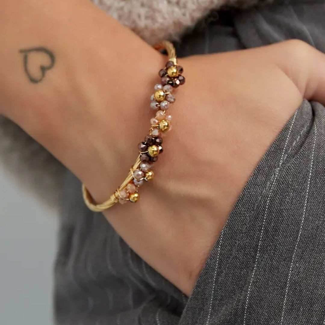 suebidou Armband Damen Armreifen offen 'Bloom' grün