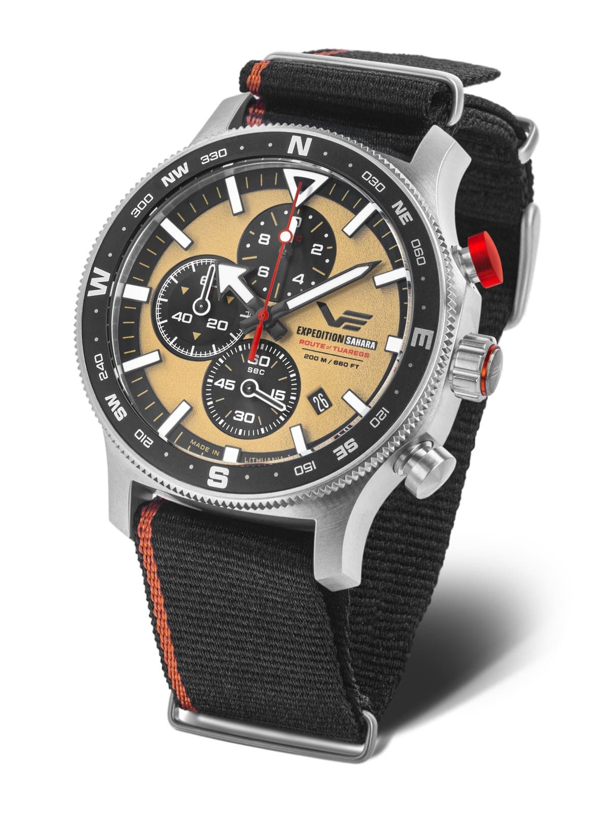 Vostok Europe Chronograph Expedition Sahara 598A753 – Herrenuhr, 48 mm, robustes Design, & sportlicher Look