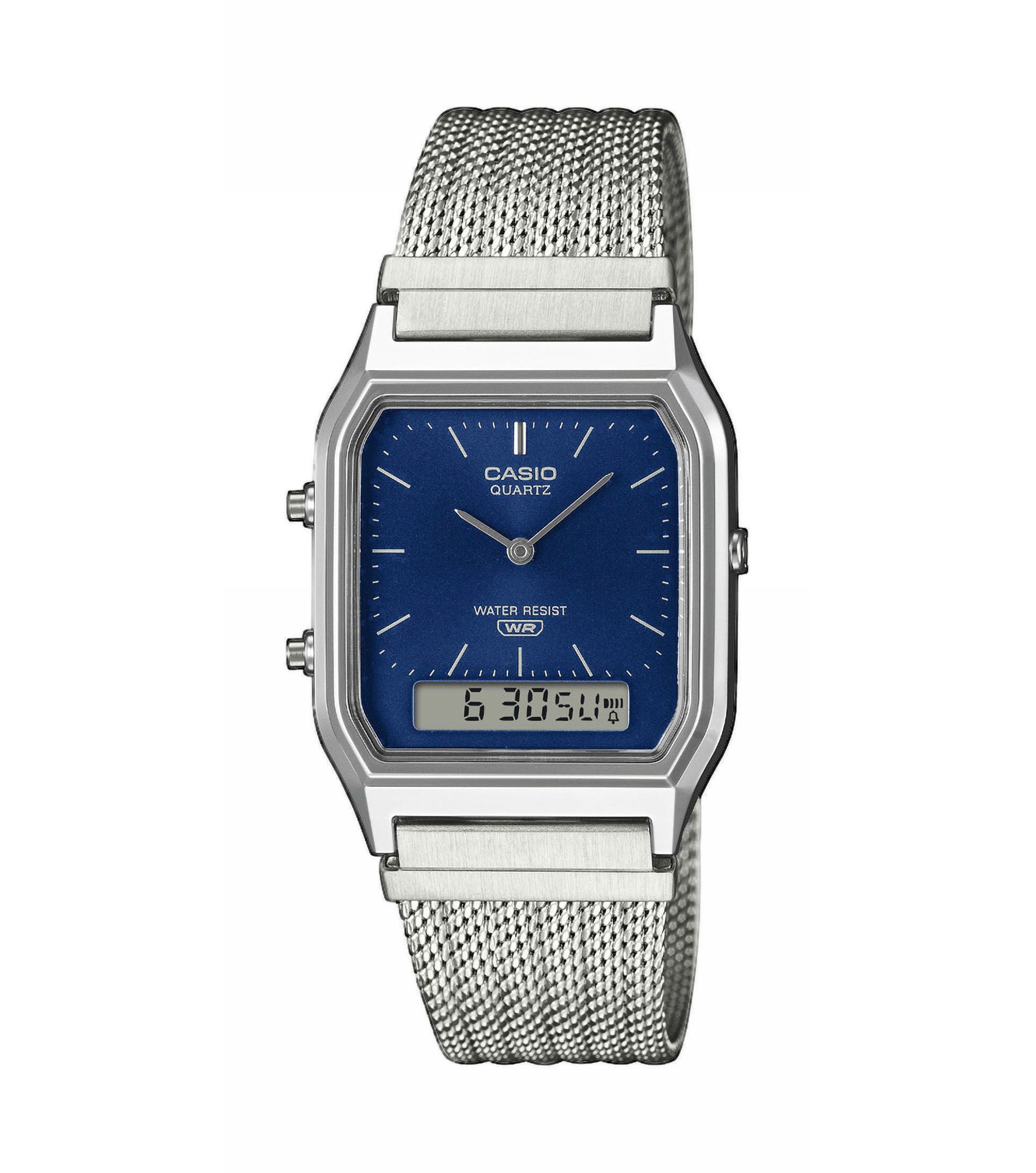 CASIO VINTAGE Chronograph AQ-230EM-2AEF, Quarzuhr, Armbanduhr, Damenuhr, Herrenuhr, Edelstahlarmband, analog