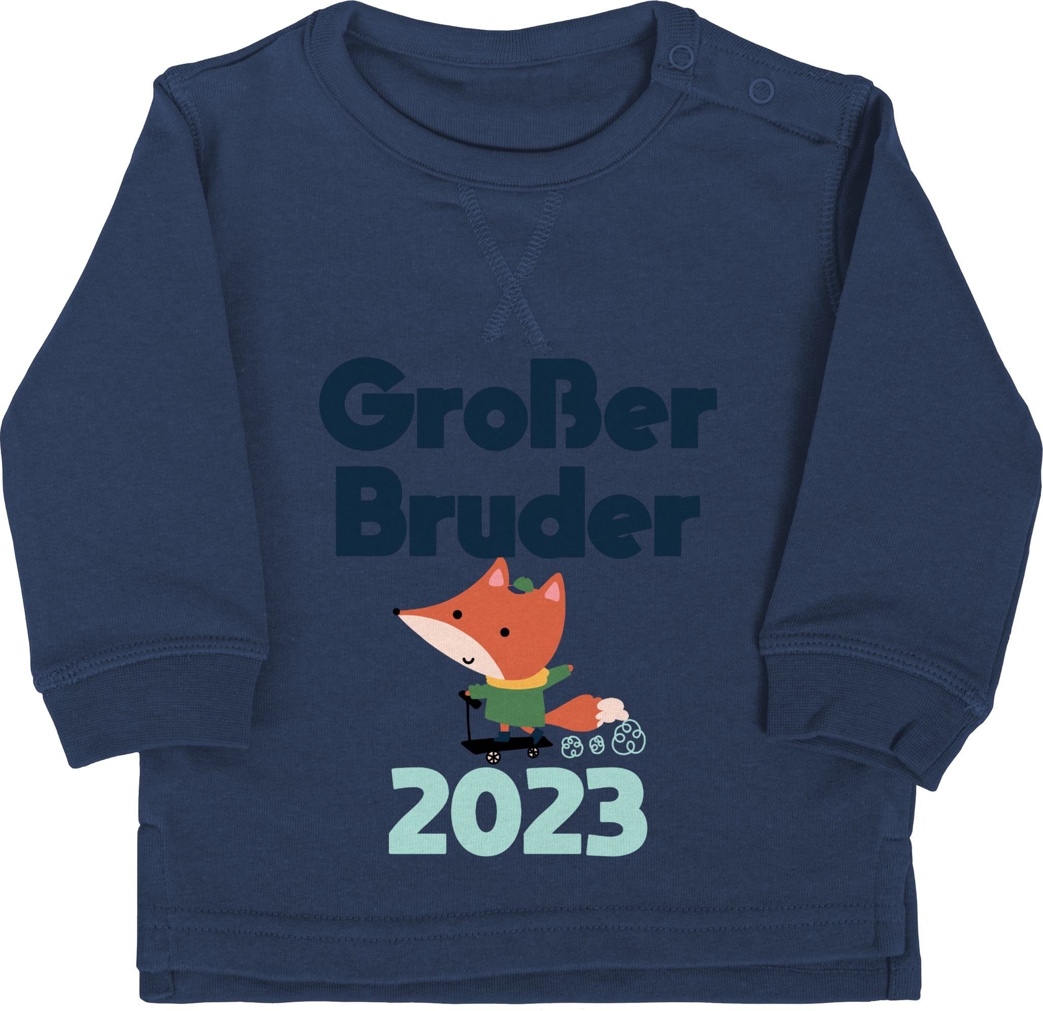 Shirtracer Sweatshirt 2023 2 Blau Großer Navy Bruder Fuchs Großer Bruder
