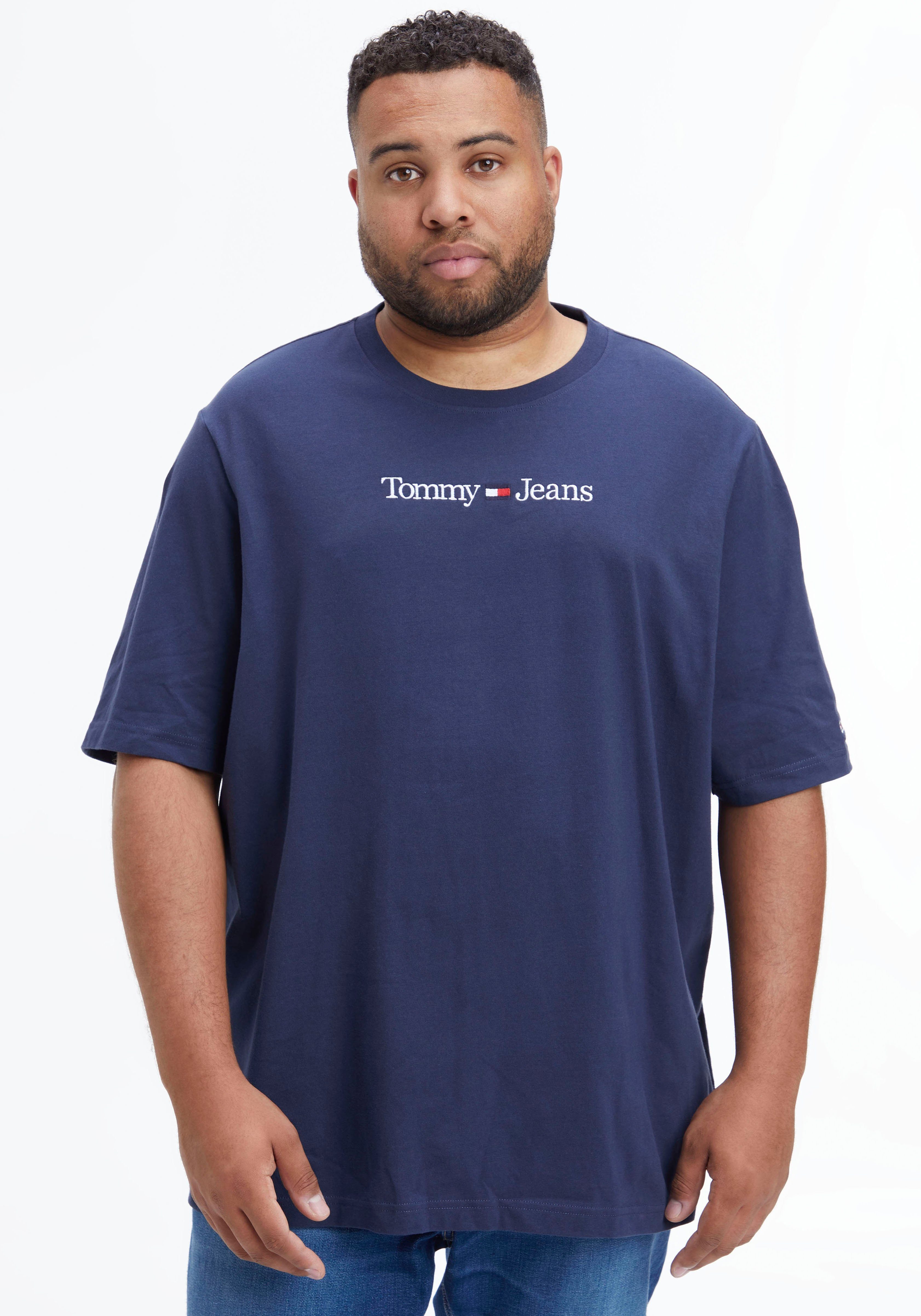 Brust Tommy-Jeans Jeans TJM T-Shirt mit der Branding LO LINEAR Plus PLUS Tommy auf navy