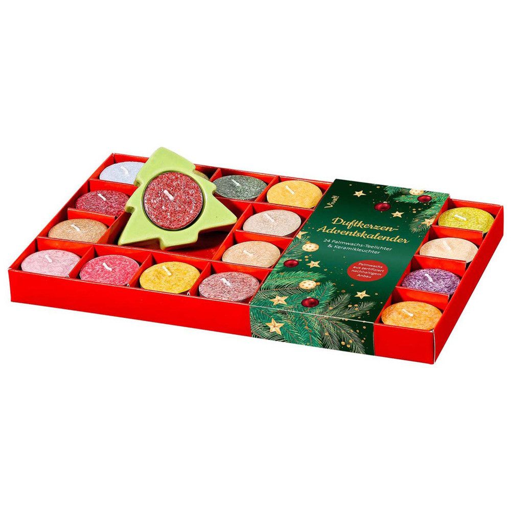 Adventskalender Duftkerzen-Adventskalender mit Keramikleuchter günstig online kaufen