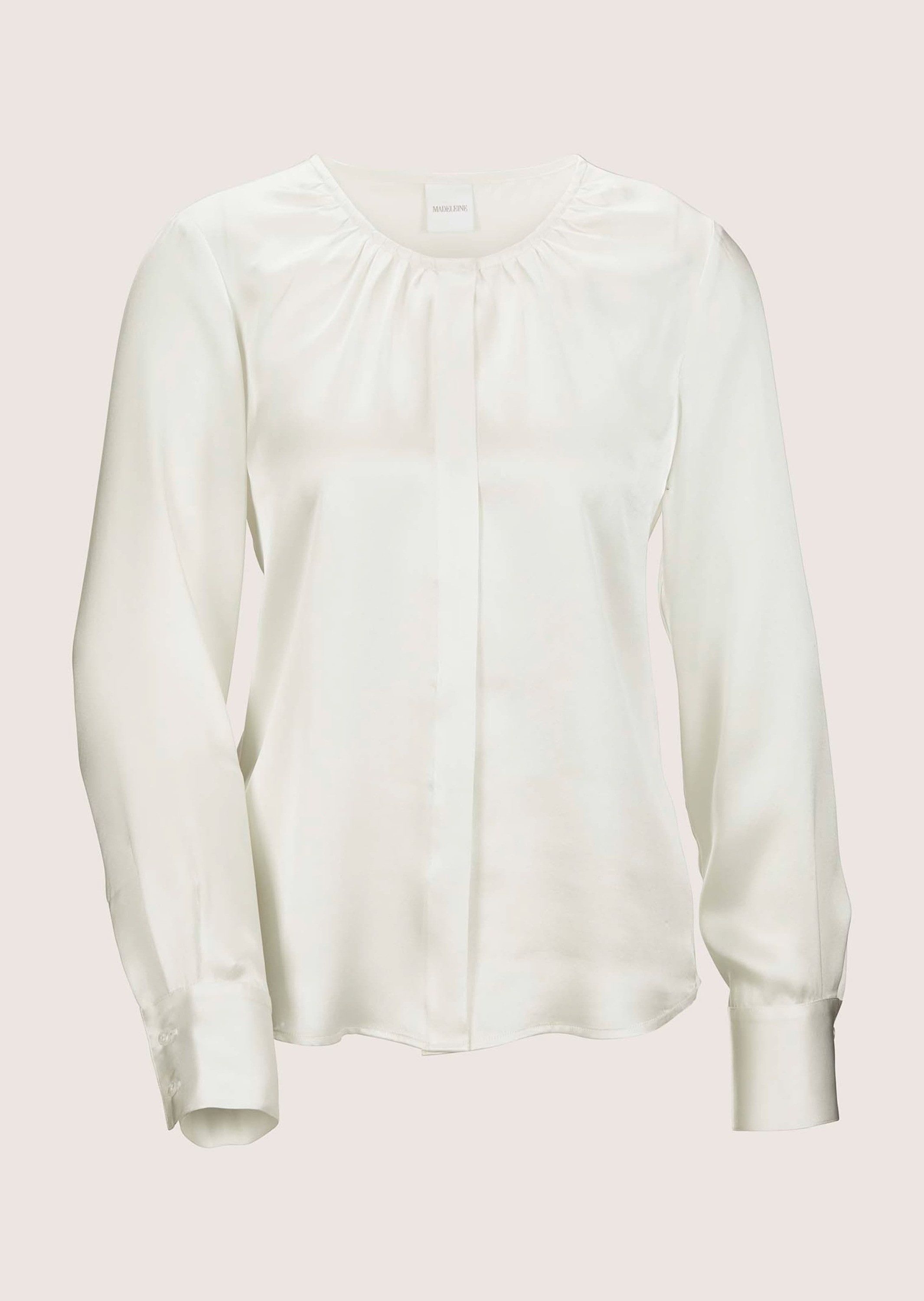 Langarmbluse Elegante Seidenbluse mit verdeckter Knopfleiste