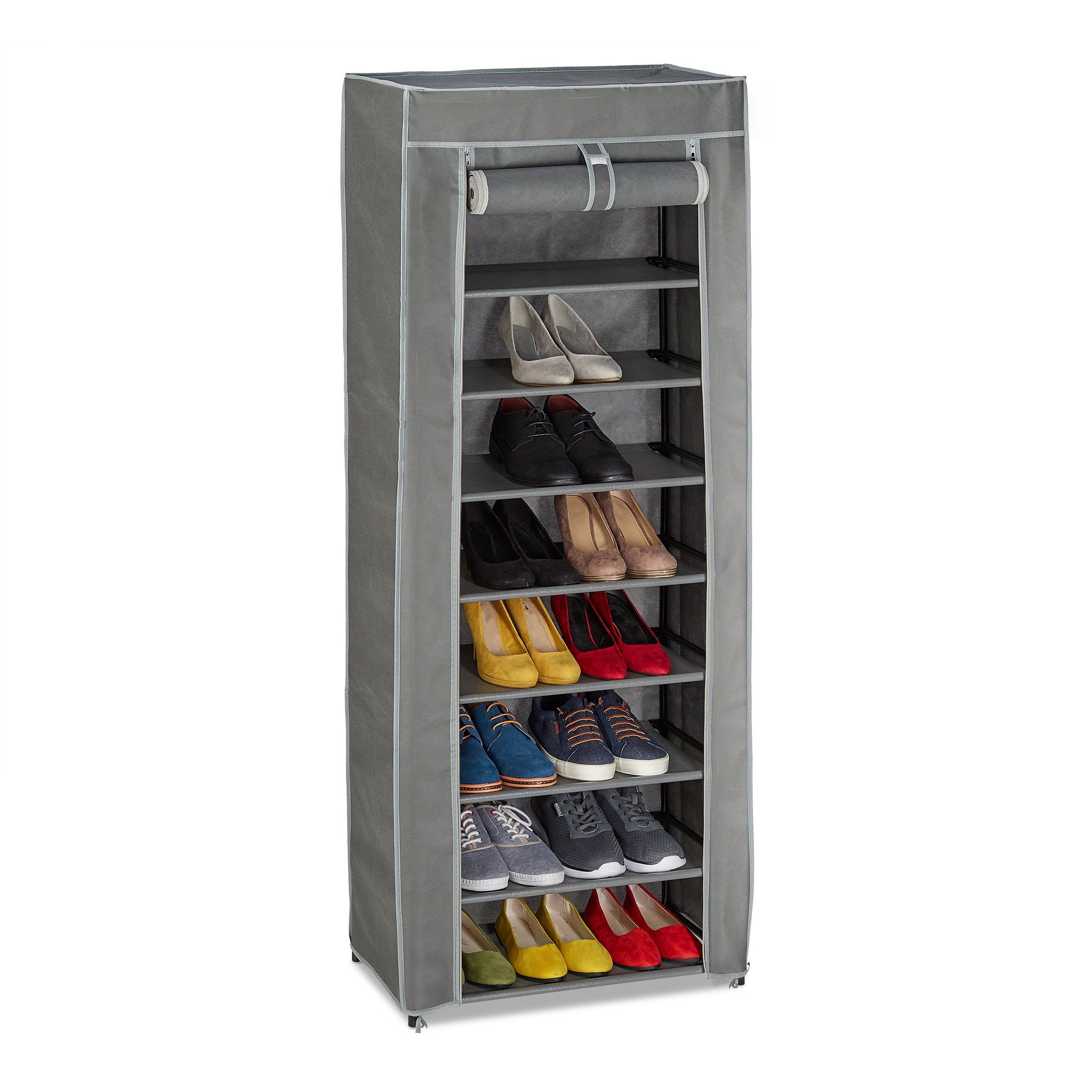 relaxdays Schuhschrank Stoff 9 Fäch Anthrazit günstig online kaufen